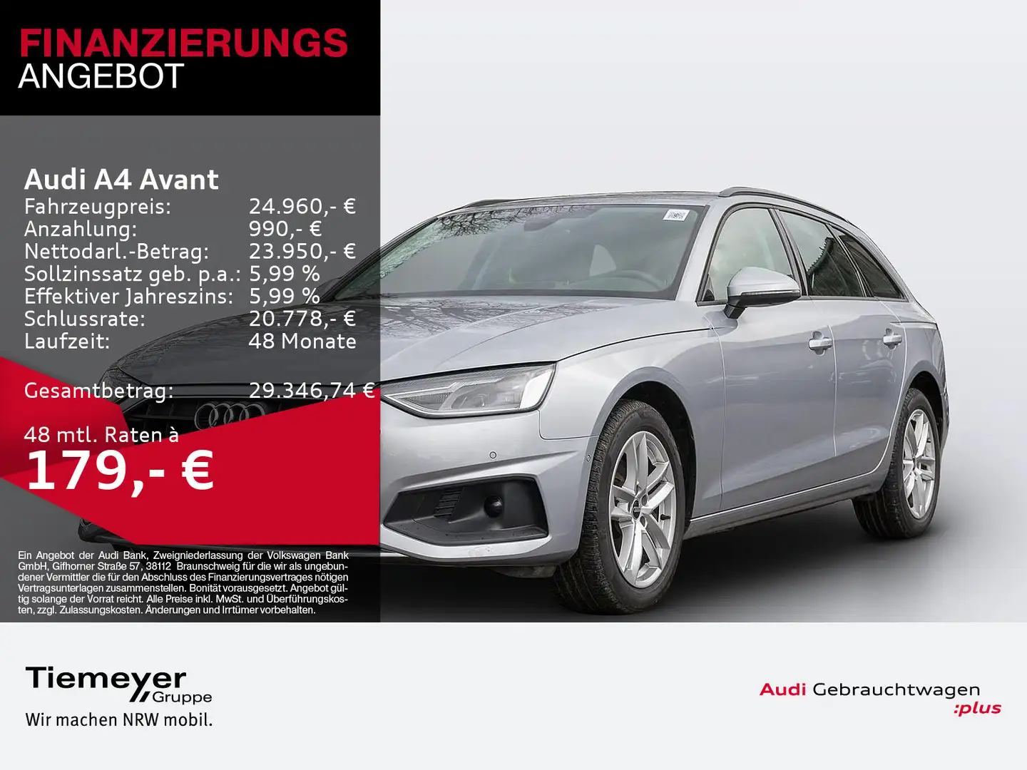 Audi A4 40 g-tron LEDER NAVI ASSIST AHK Silber - 1