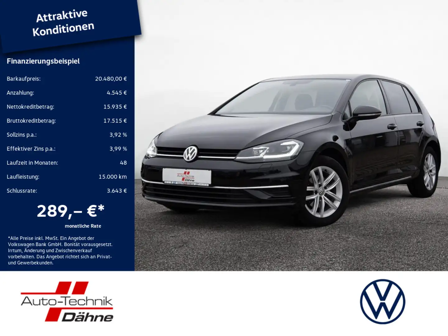 Volkswagen Golf VII 2.0 TDI Comfortline BMT NAVI ACC LED Schwarz - 1