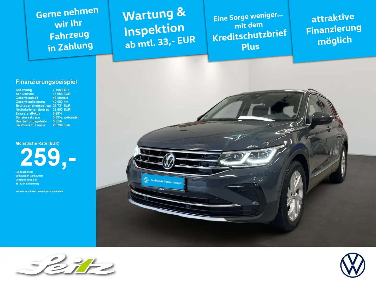 Volkswagen Tiguan 1.5 TSI Elegance *MATRIX*KAMERA*NAVI* Gris - 1