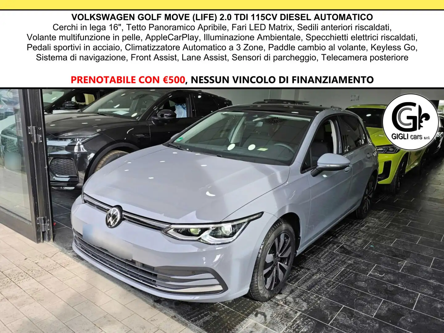 Volkswagen Golf TDI MOVE LIFE C.16 Tetto Nav Led Matrix Clima3Zone Grigio - 1