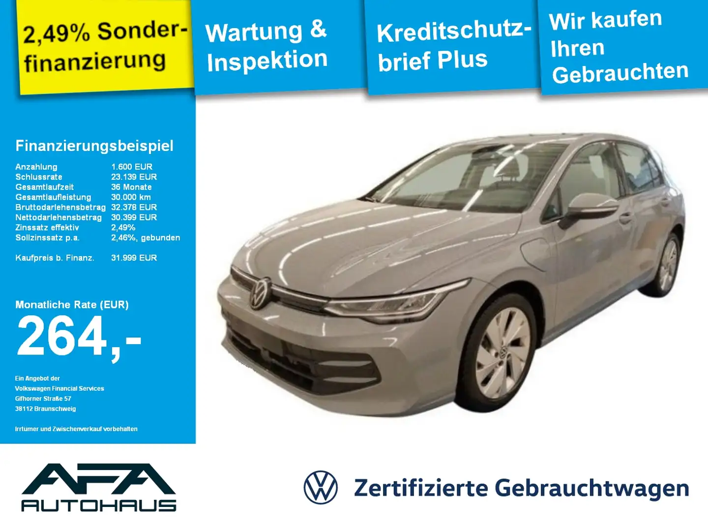 Volkswagen Golf VIII 1.5 eHybrid DSG LED*ACC*LHZ*App-Conn. Grigio - 1