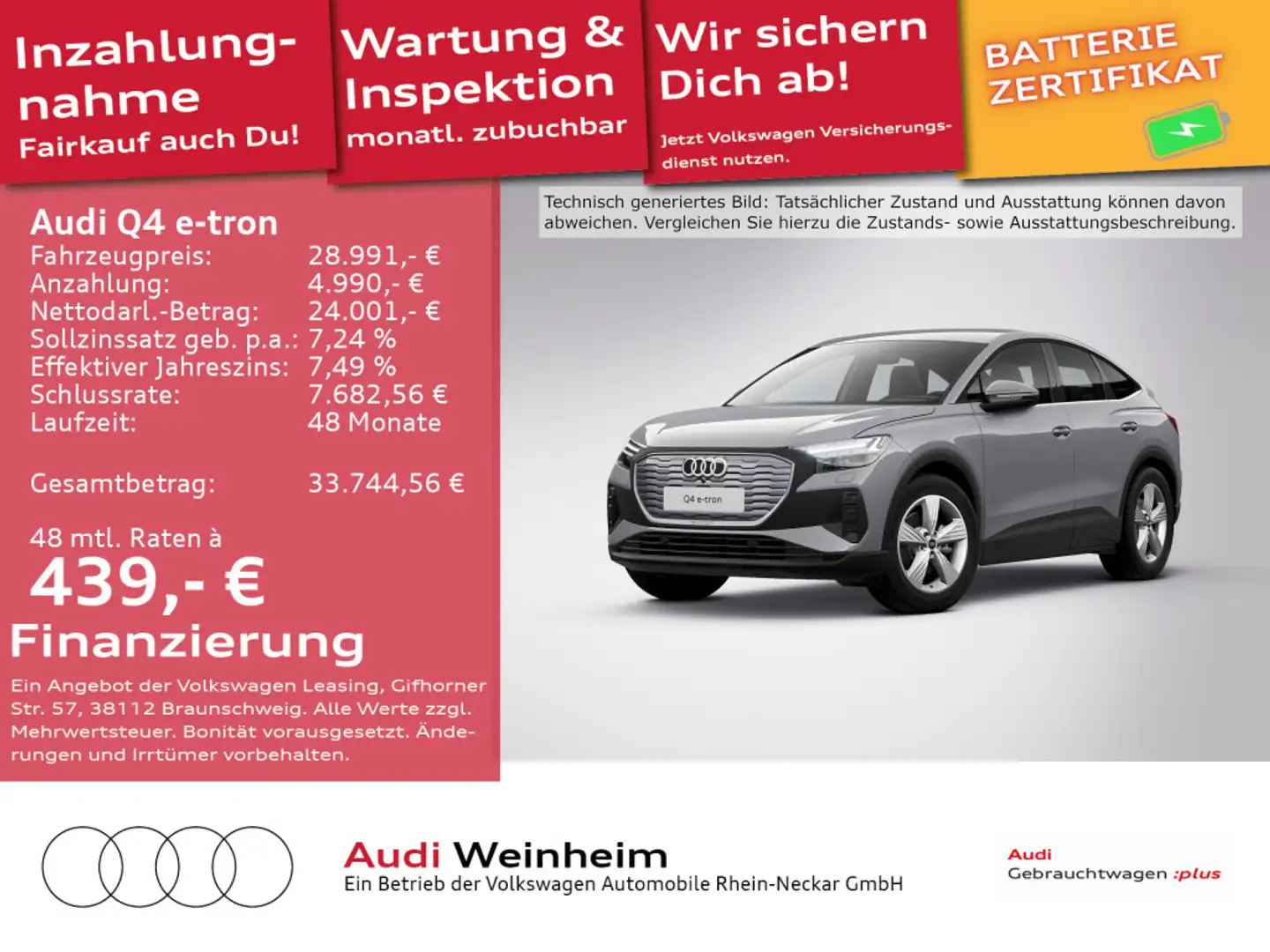 Audi Q4 e-tron Sportback 35 Kamera Matrix LED uvm Grau - 1