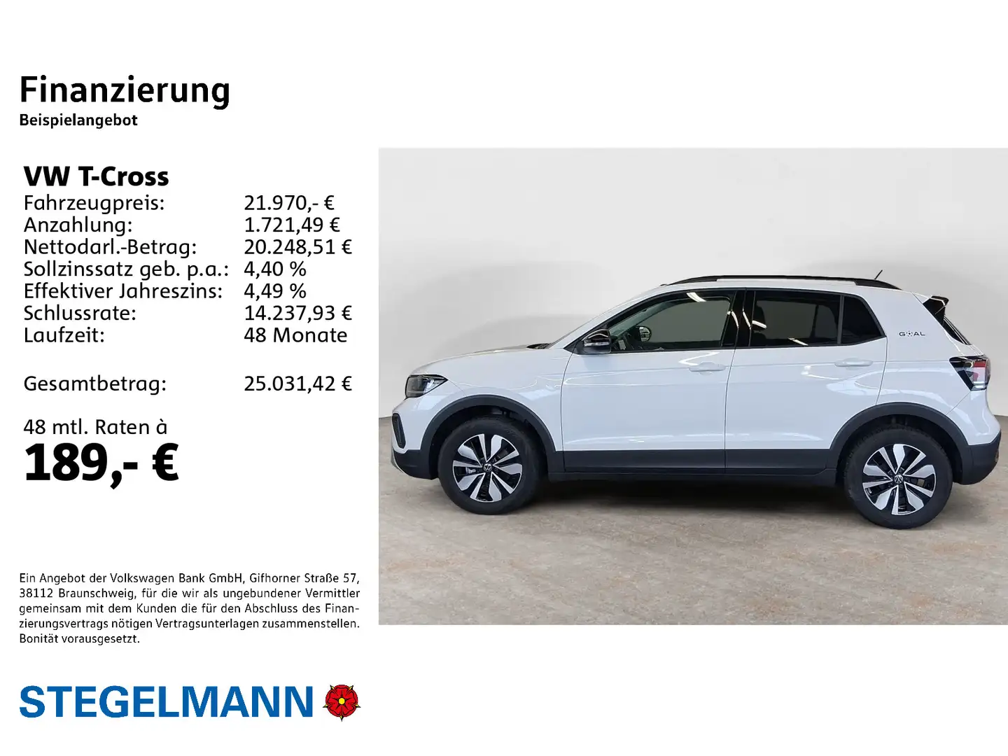 Volkswagen T-Cross 1.0 TSI Goal *LED*App-Connect*+3J. Garan Weiß - 2