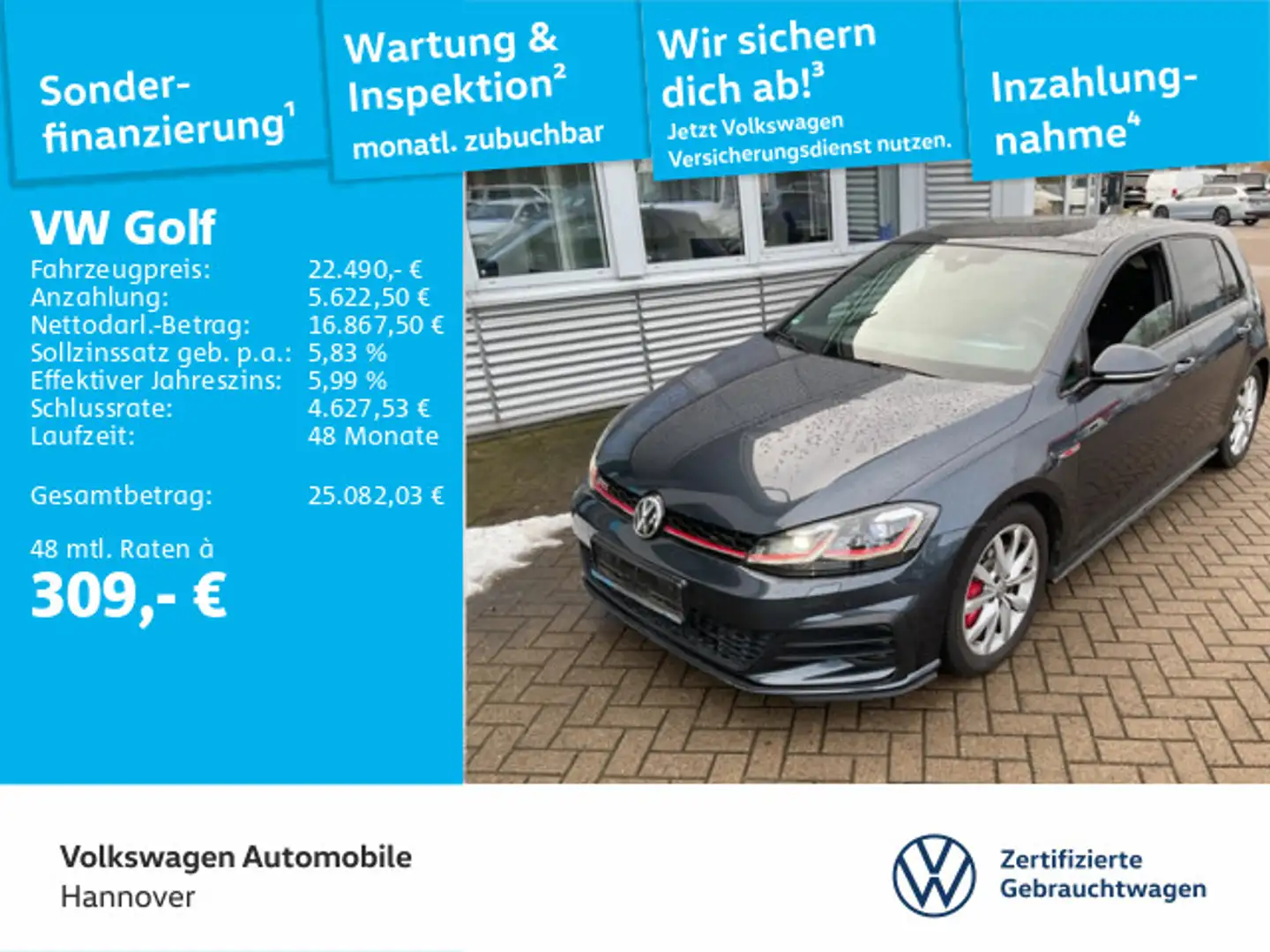 Volkswagen Golf GTI Golf VII 2.0 TSI GTI Performance Navi Pano LED A Blau - 1