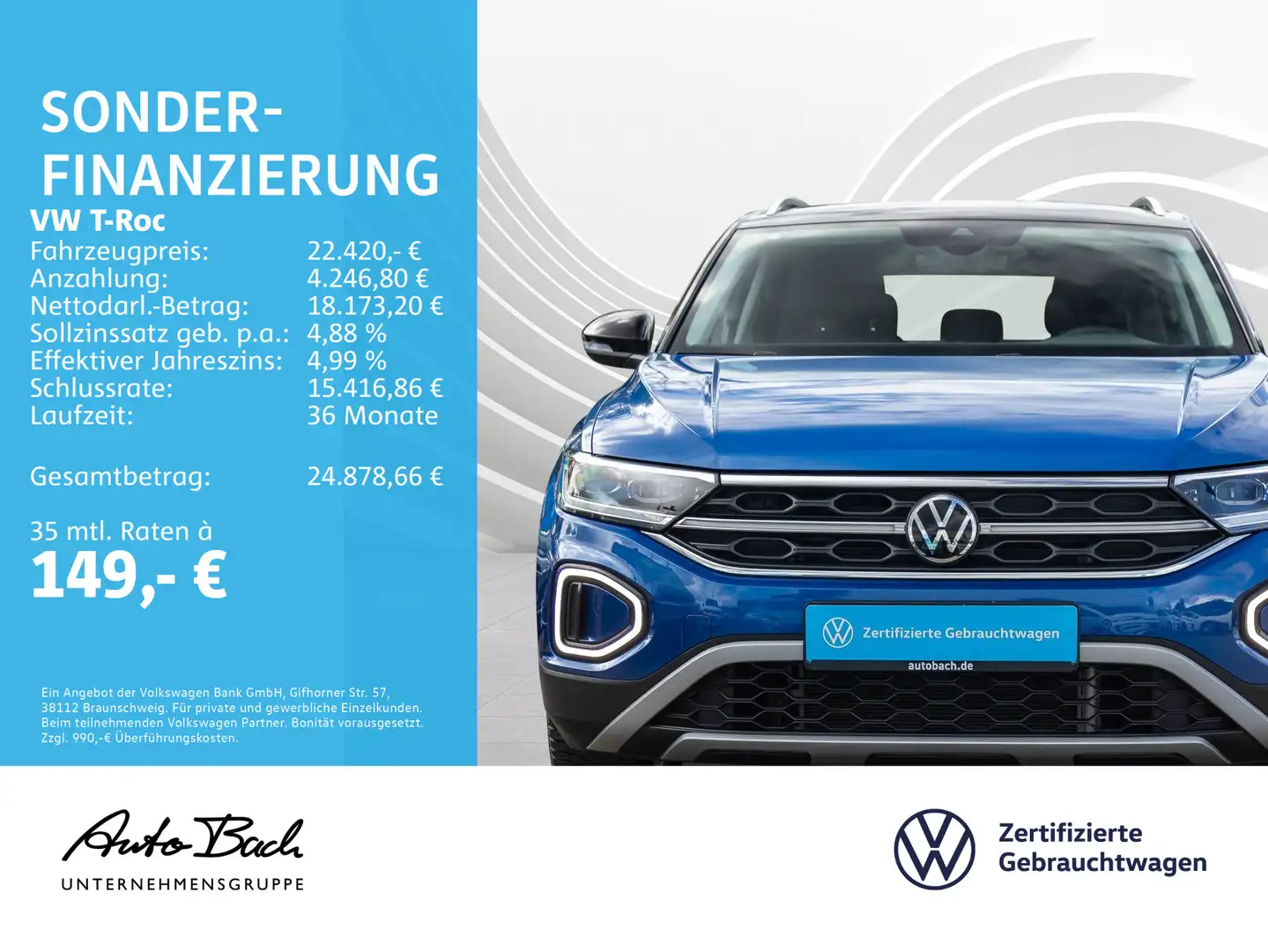 Volkswagen T-Roc 1.0 TSI Style, Standheizung, LED-Matrix, N Blau - 2