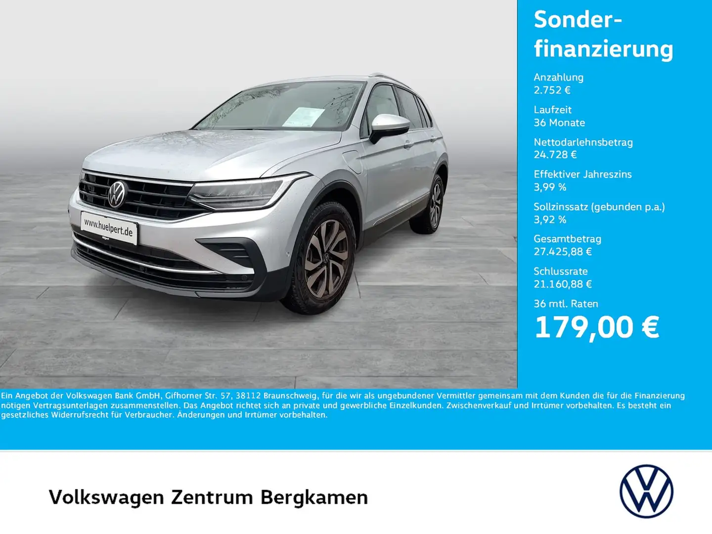 Volkswagen Tiguan 1.4 HYBRID ACTIVE AHK ACC NAVI CARPLAY Silber - 1