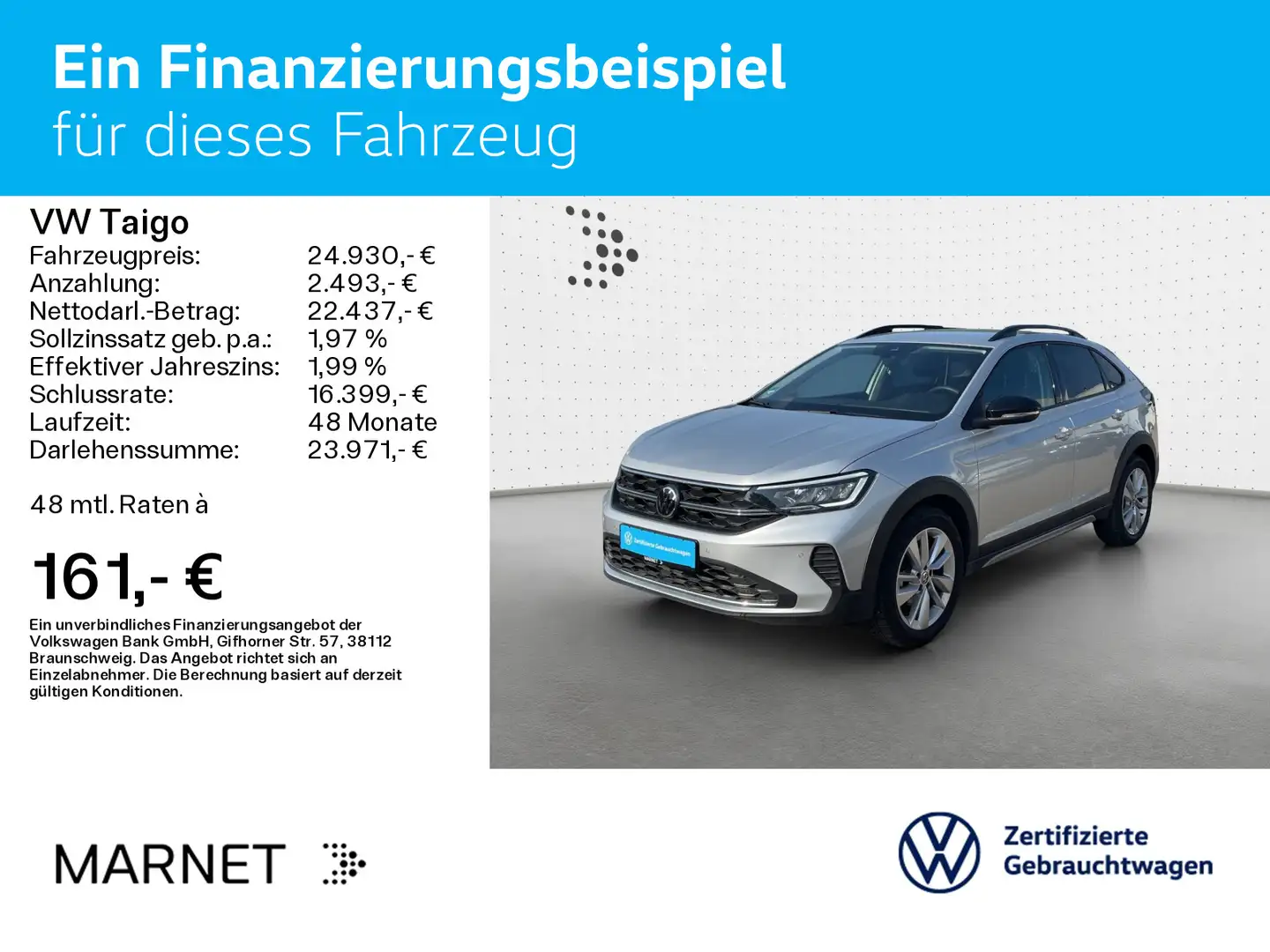 Volkswagen Taigo Life GOAL 1.0 TSI NAVI*AHK*ASG*KAMERA* Silber - 2