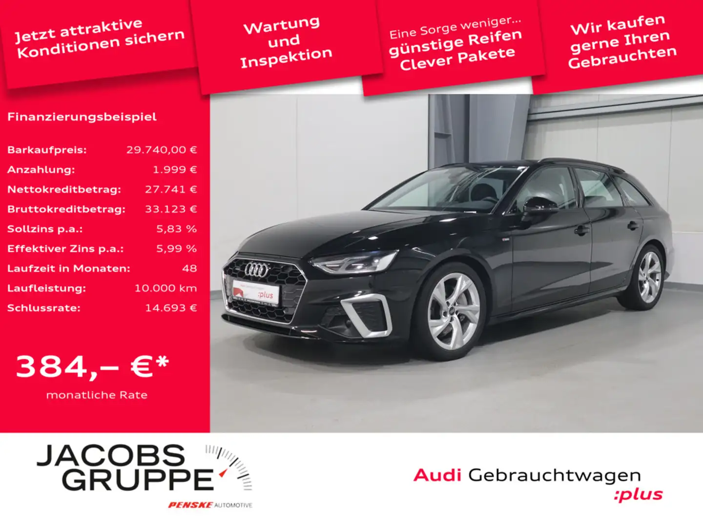 Audi A4 Avant 40 TDI quattro S line Navi*SH*PDC * Schwarz - 1