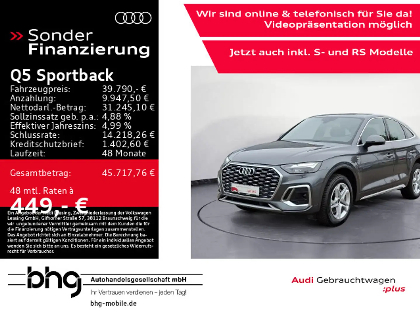 Audi Q5 50 TFSIe quattro S line e-tron AHK Grau - 1