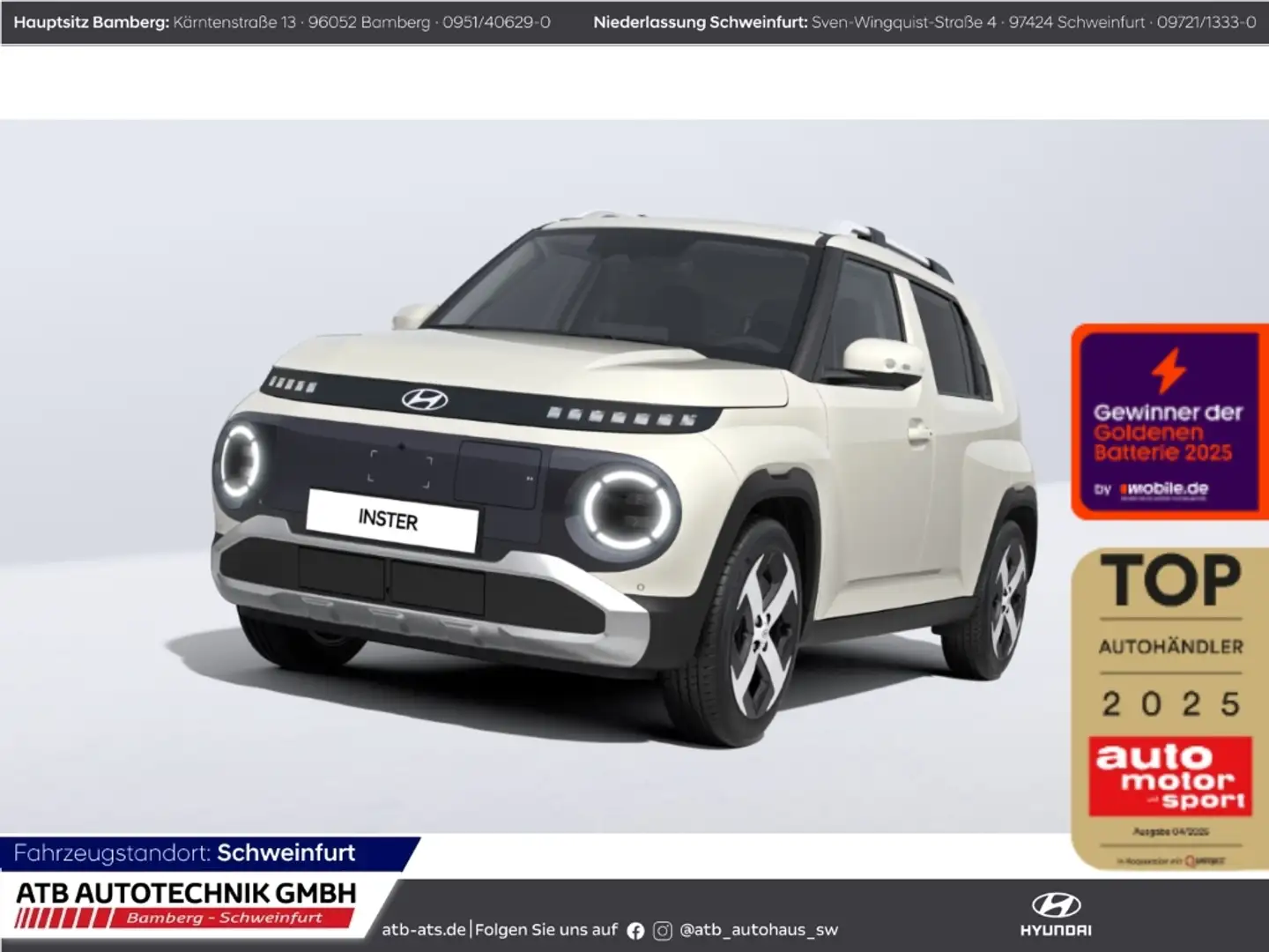 Hyundai Inster 49 kWh Prime 2WD 115PS Navi 360°Kamera Totwinkelas Weiß - 1