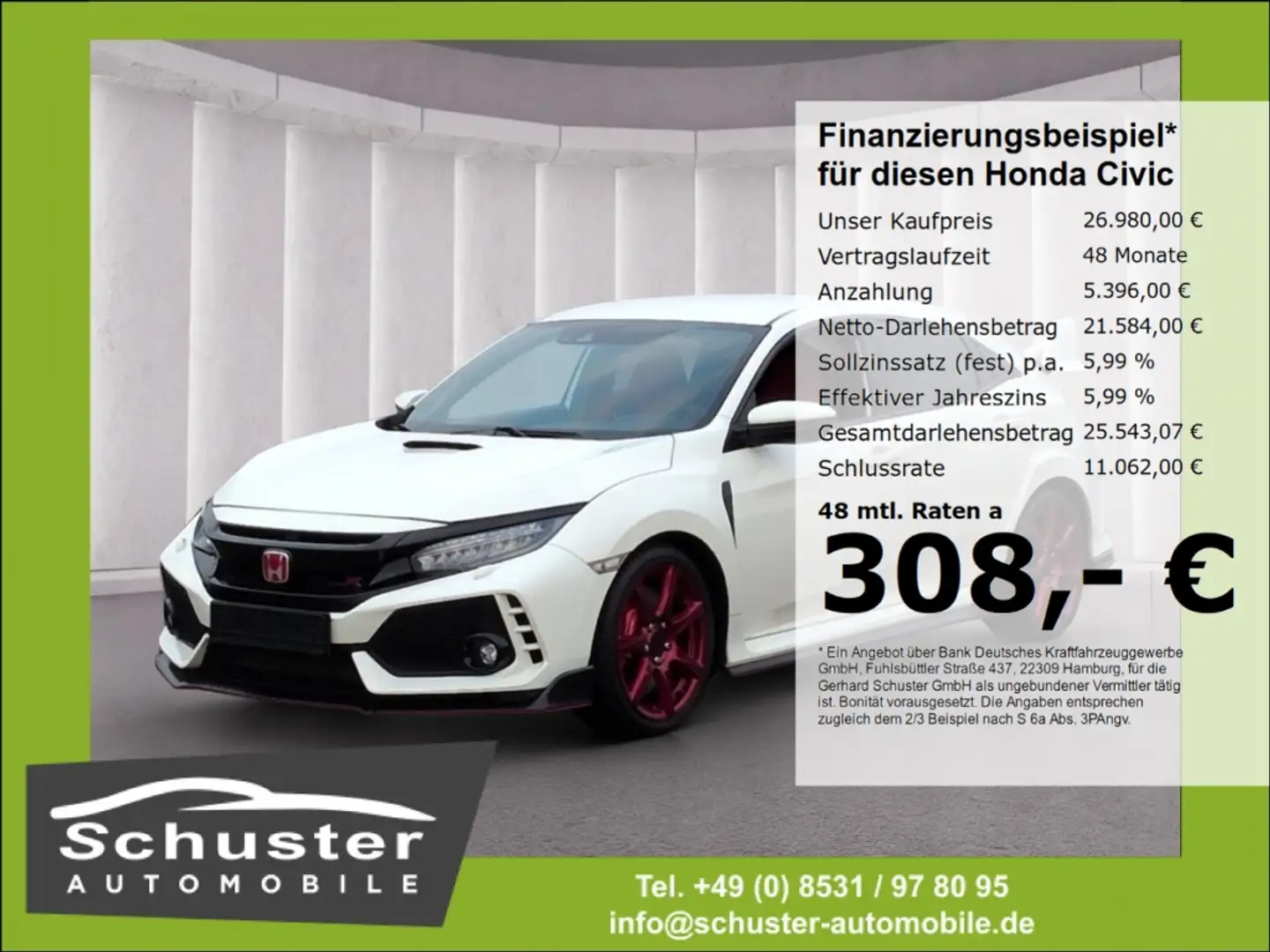Honda Civic Type R GT*LED ACC Navi R-Kam BodyKit Keyl Weiß - 1