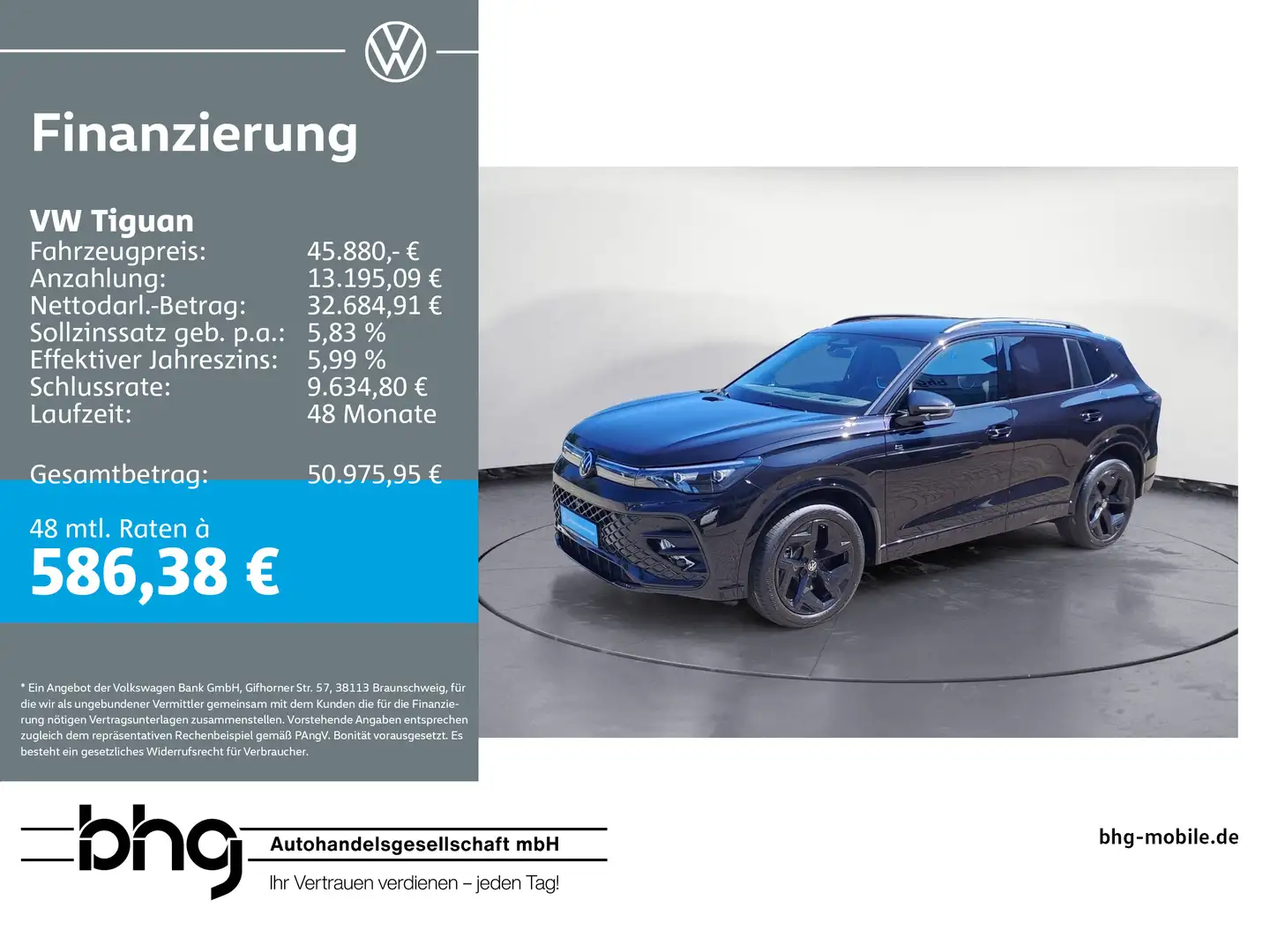 Volkswagen Tiguan 2.0 TDI DSG 4Motion *R-LINE* #AHK #IQ-DRI Schwarz - 1