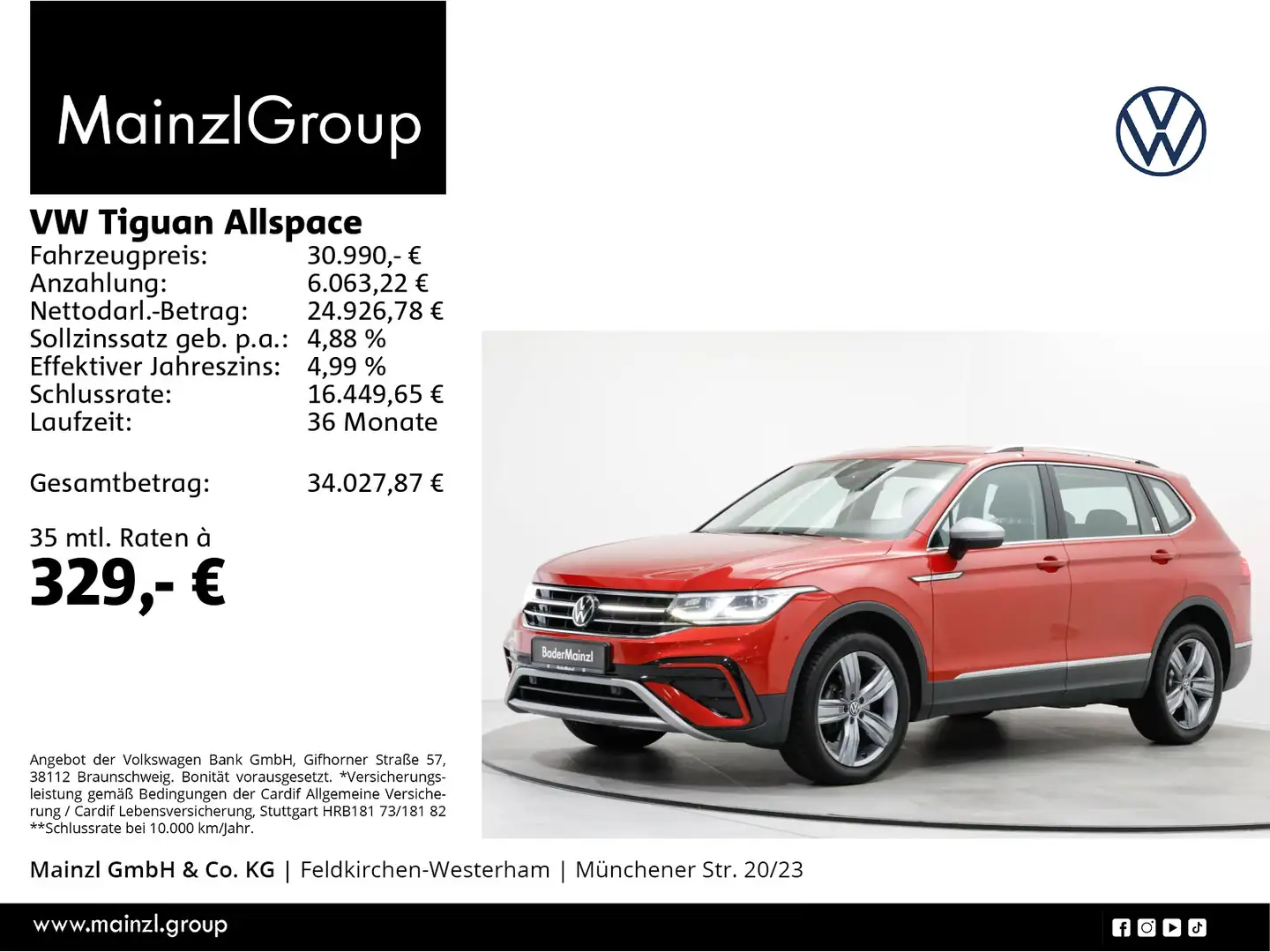 Volkswagen Tiguan Allspace 2.0 TDI 4M DSG Elegance Stdhz Rot - 1