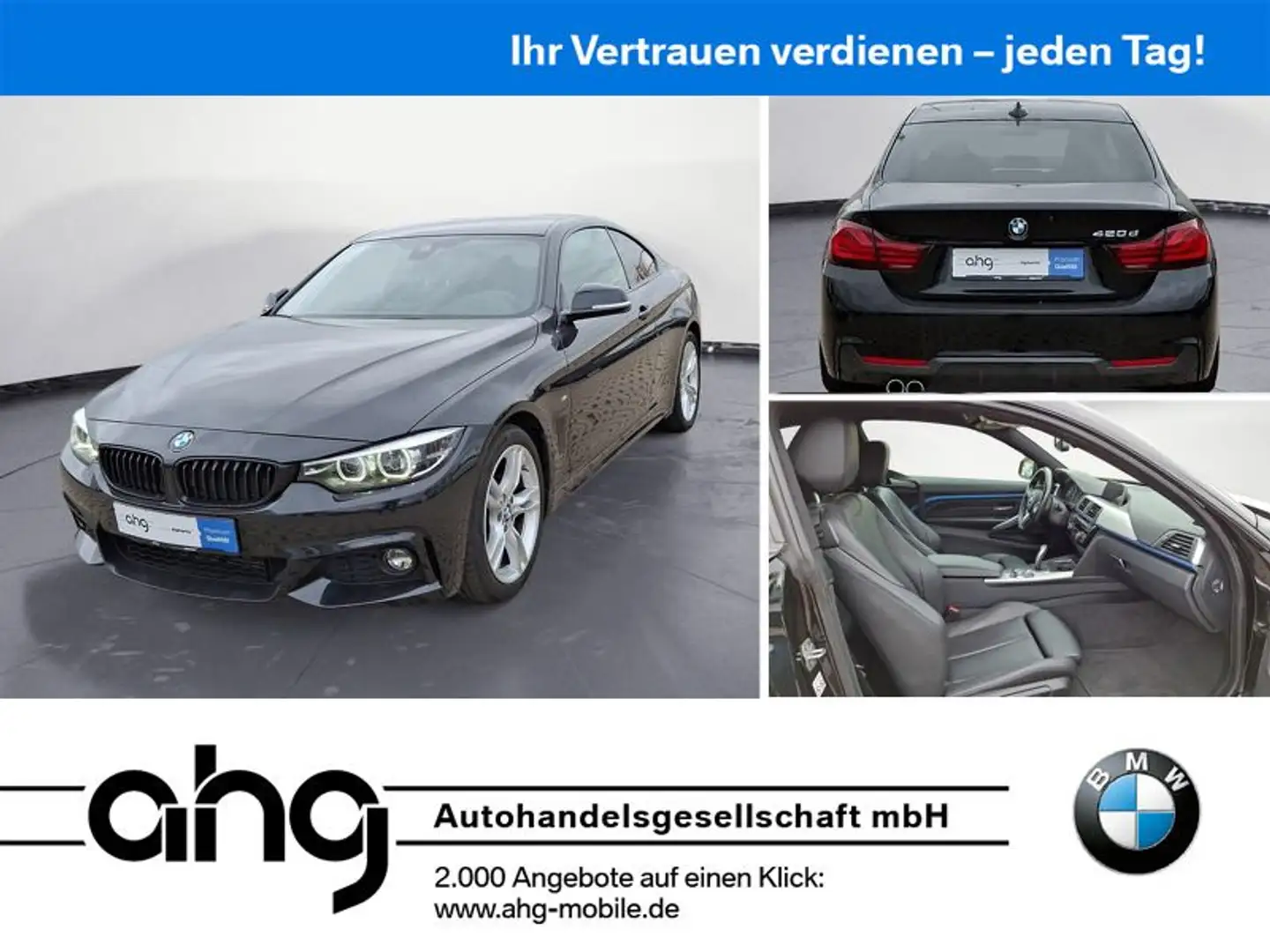 BMW 420 d Coupe M Sport Bluetooth PDC Klima DPF Zwart - 1