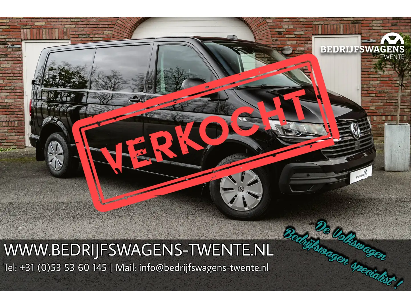 Volkswagen T6.1 Transporter 2.0 TDI 150 PK DSG L2H1 A-Deuren Cruise Control | Zwart - 1