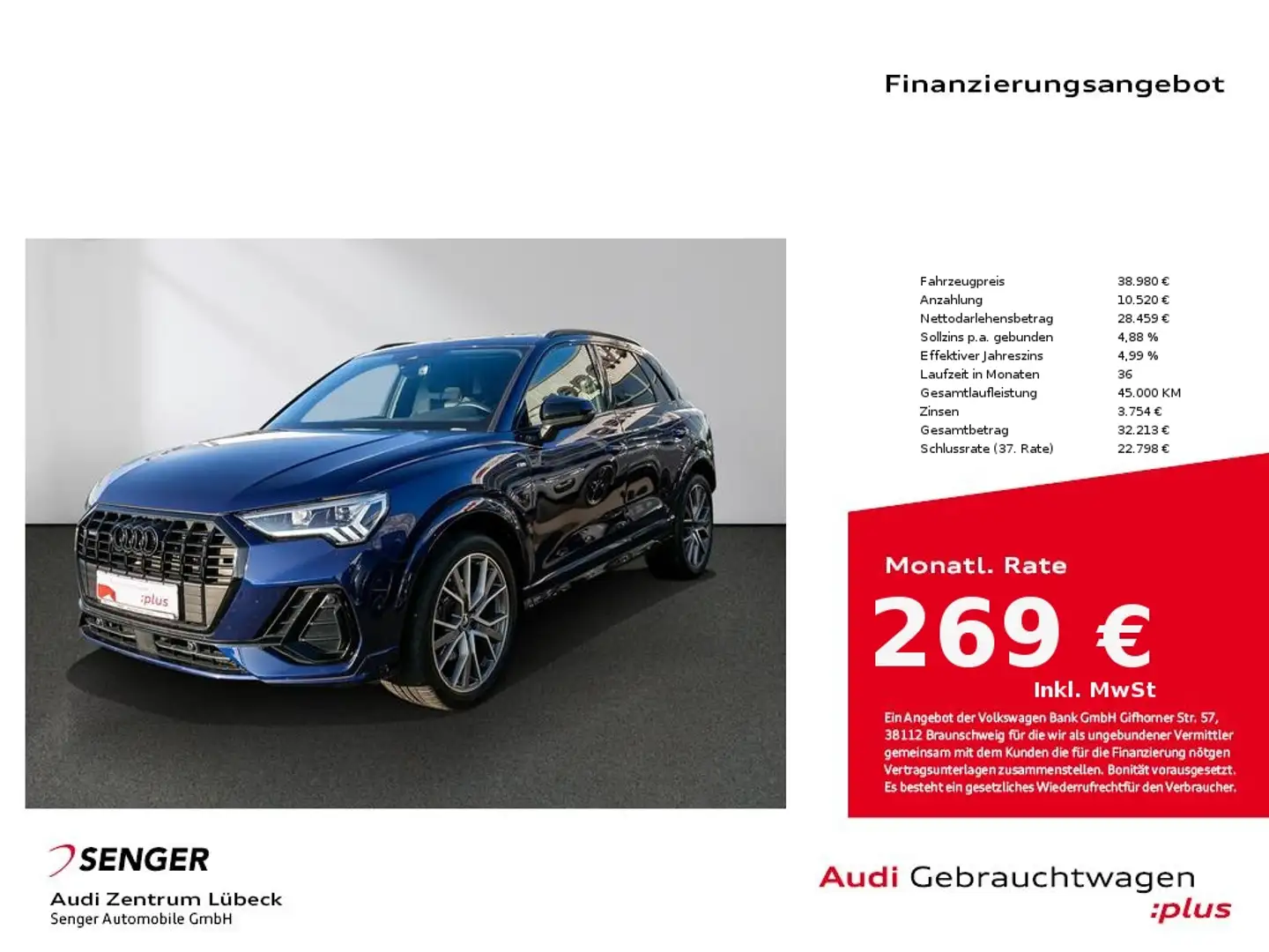 Audi Q3 40 TFSI quattro S line Navi Panorama AHK SHZ Blau - 1