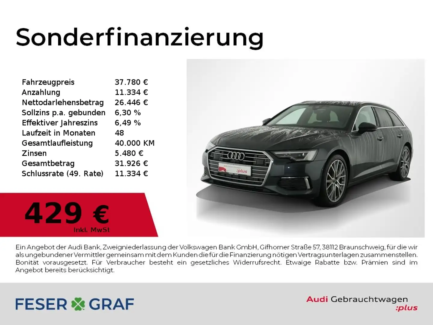 Audi A6 Avant design 45 TFSI qu Navi,Matrix,Leder Grau - 1