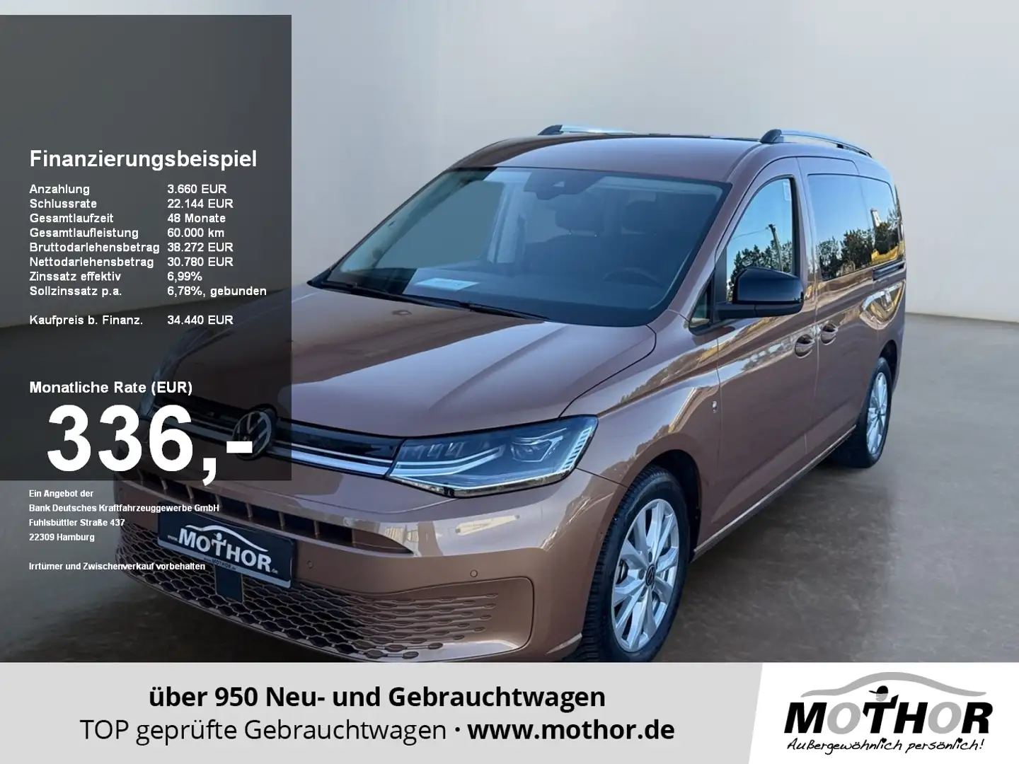 Volkswagen Caddy Maxi Goal 1.5 TSI Einparkassistent + Kamera Braun - 1