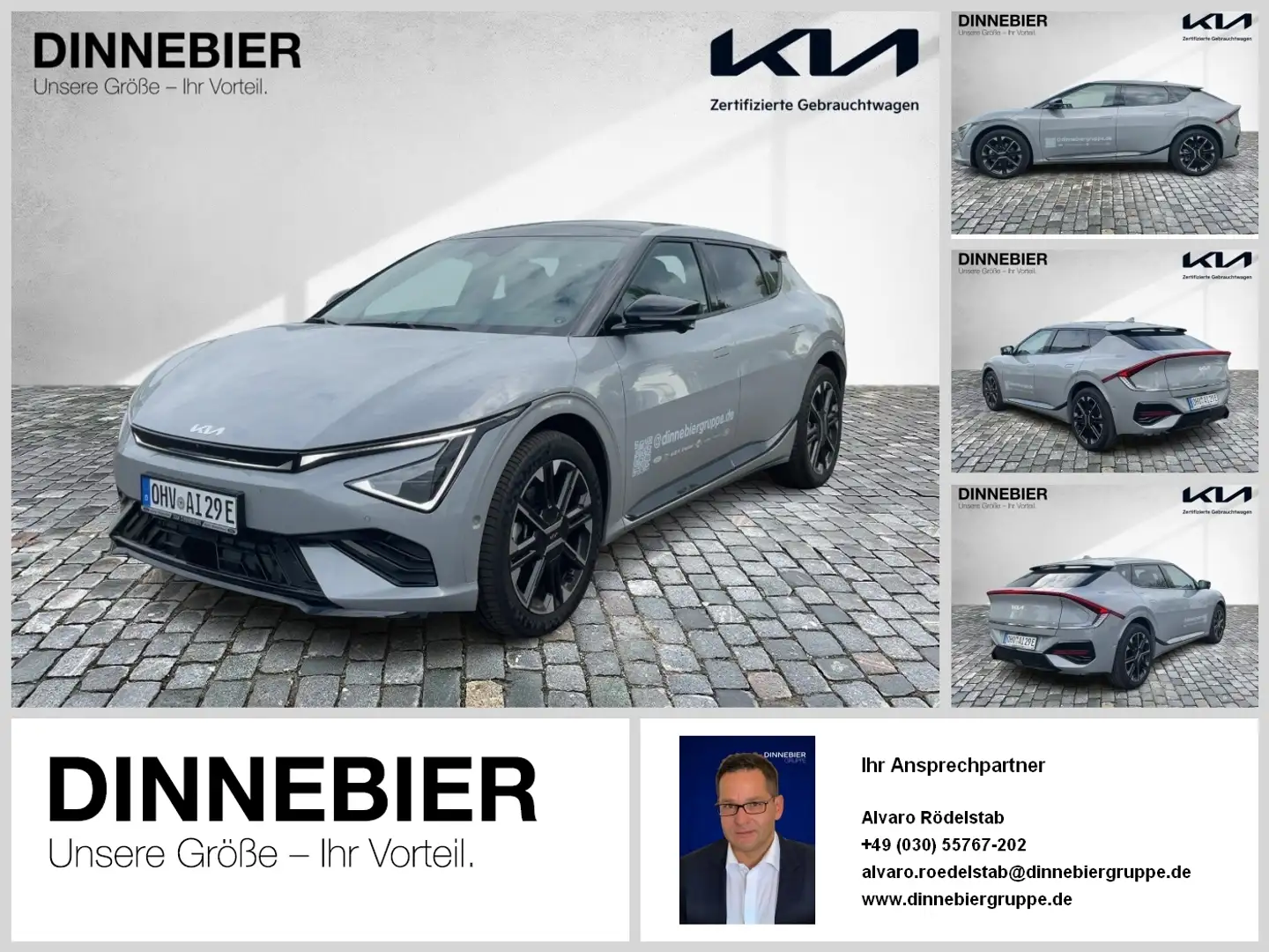 Kia EV6 GT-Line AWD+Glasdach+360°Kamera+LED+Navi Grau - 1