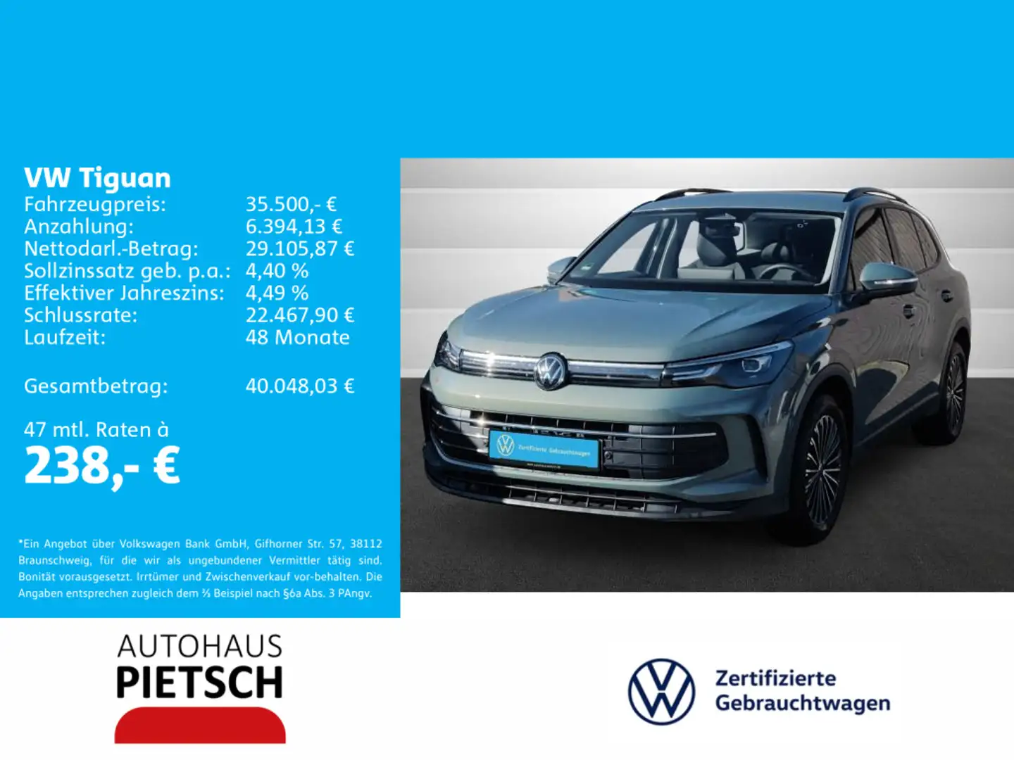 Volkswagen Tiguan 2.0 TDI LIFE "Neues Modell" Grün - 1