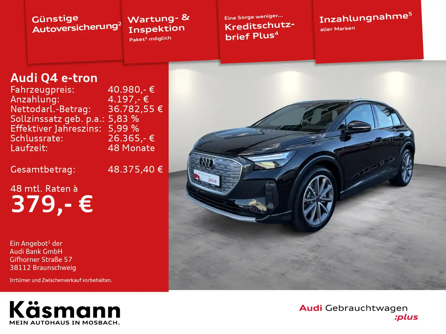 Audi Q4 e-tron 45 AHK KAM ACC NAV SHZ Schwarz - 1