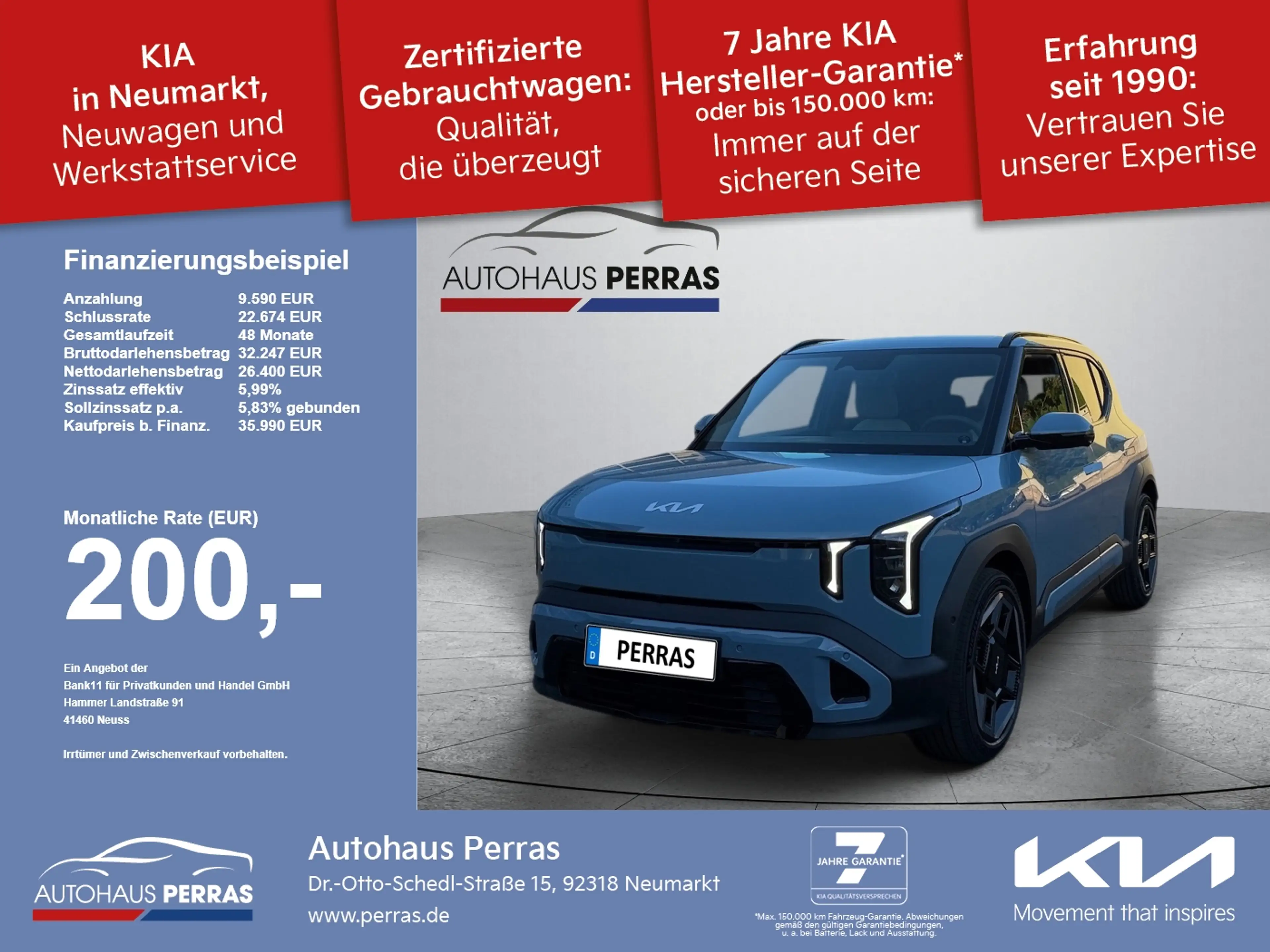 Kia EV2 61-kWh  99.5 kW  FWD. GT ACC+LED+SHZ+LM+AUT
