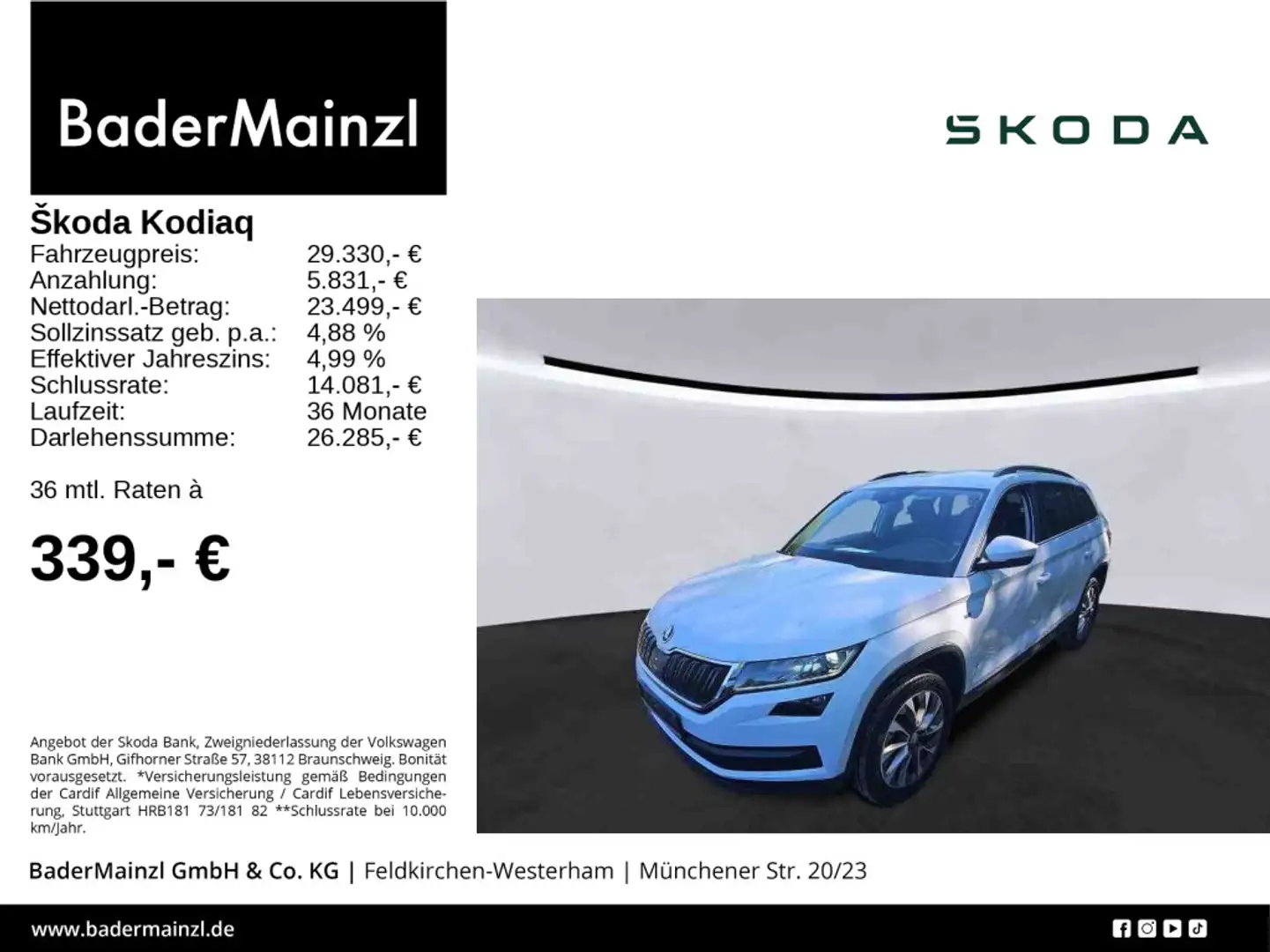 Skoda Kodiaq 1.5 TSI DSG Clever Kamera Stdhz Virtual Weiß - 1