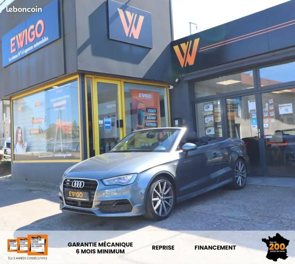 Audi A3 CABRIOLET 2.0 TDI 184 CH S-LINE QUATTRO S-TRONIC BVA Gris - 1