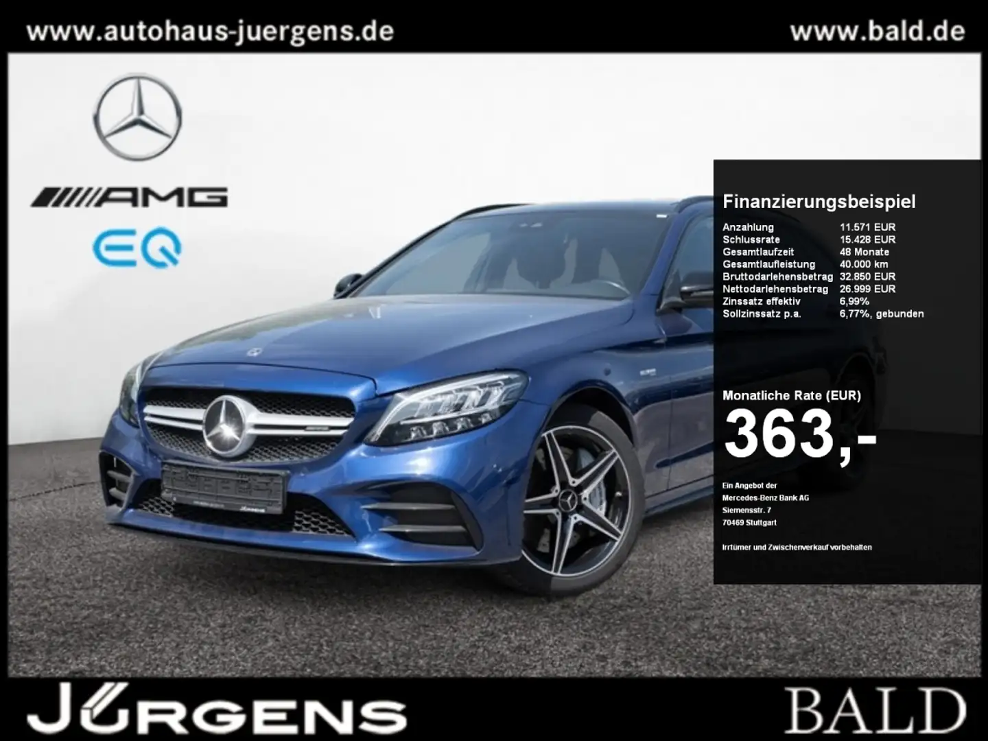 Mercedes-Benz C 43 AMG 4M T Perf-AGA/LED/Cam/Pano/Night/Memo Blauw - 1