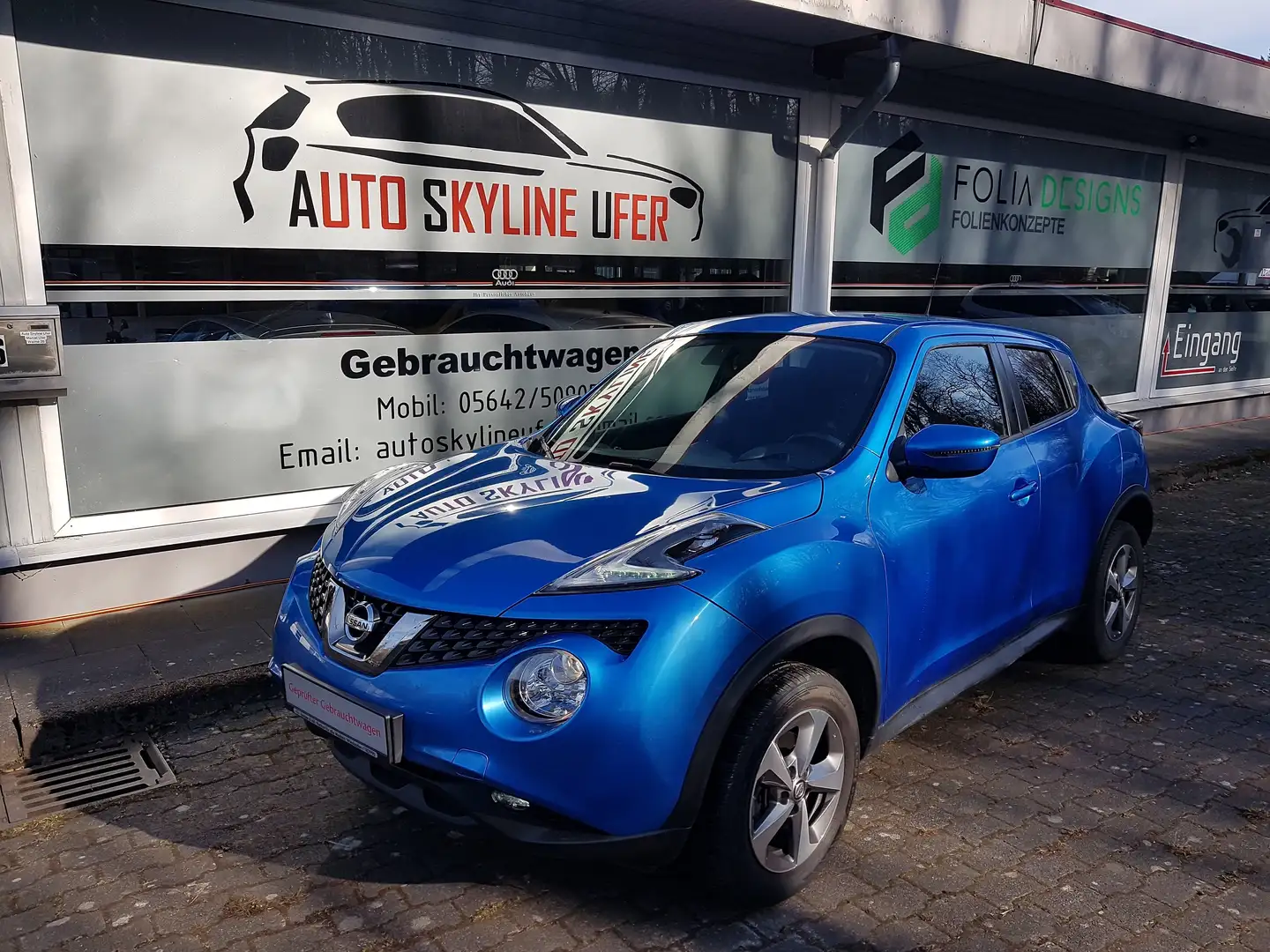 Nissan Juke Acenta1HD+AUTOMATIK+SCHECKHEFT+SH+ALU+USB+NAVI+KAM Bleu - 1