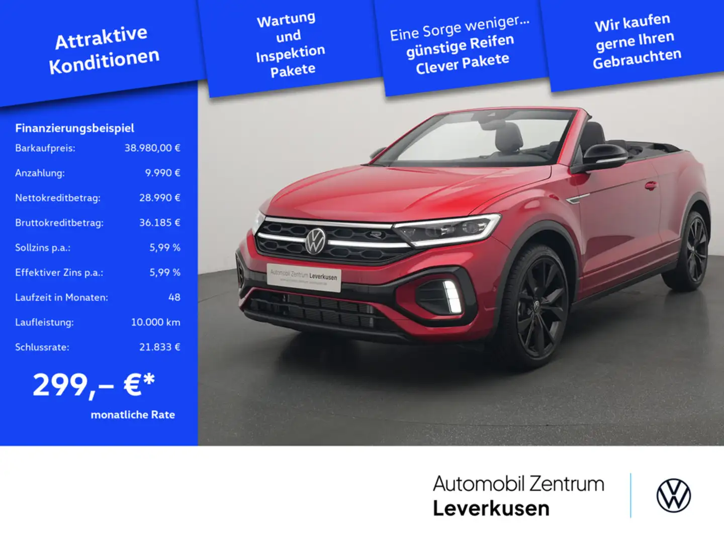 Volkswagen T-Roc Cabriolet TSI R-Line MATRIX AHK ACC KAM Rot - 1