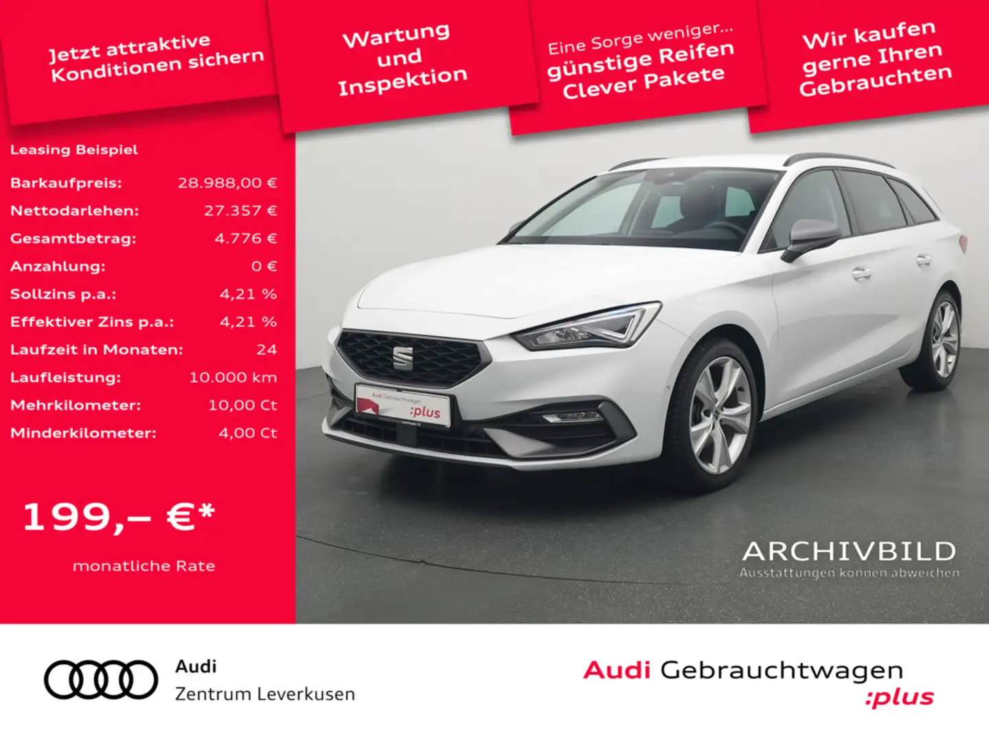 SEAT Leon Sportstourer FR MATRIX DSG VIRT KAM SHZ Weiß - 1