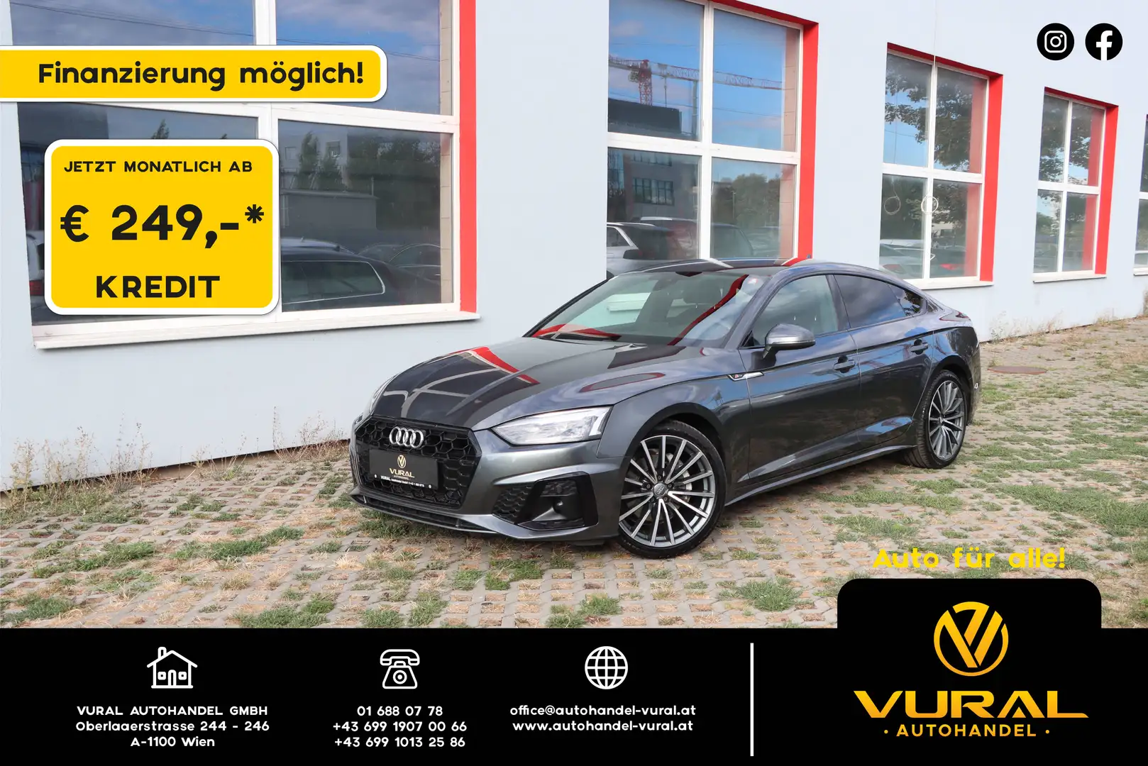 Audi A5 40 TDI S line | AHK | Sportlenkrad |  Leder | Velours Sitze | LED | Daytonagrau | Grau - 1