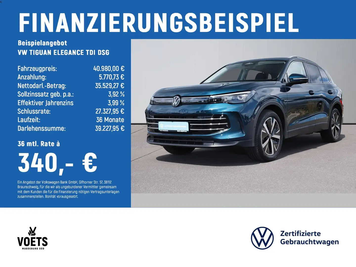 Volkswagen Tiguan ELEGANCE TDI DSG NAVI+AZV+KESSY+KAMERA+ Blau - 2