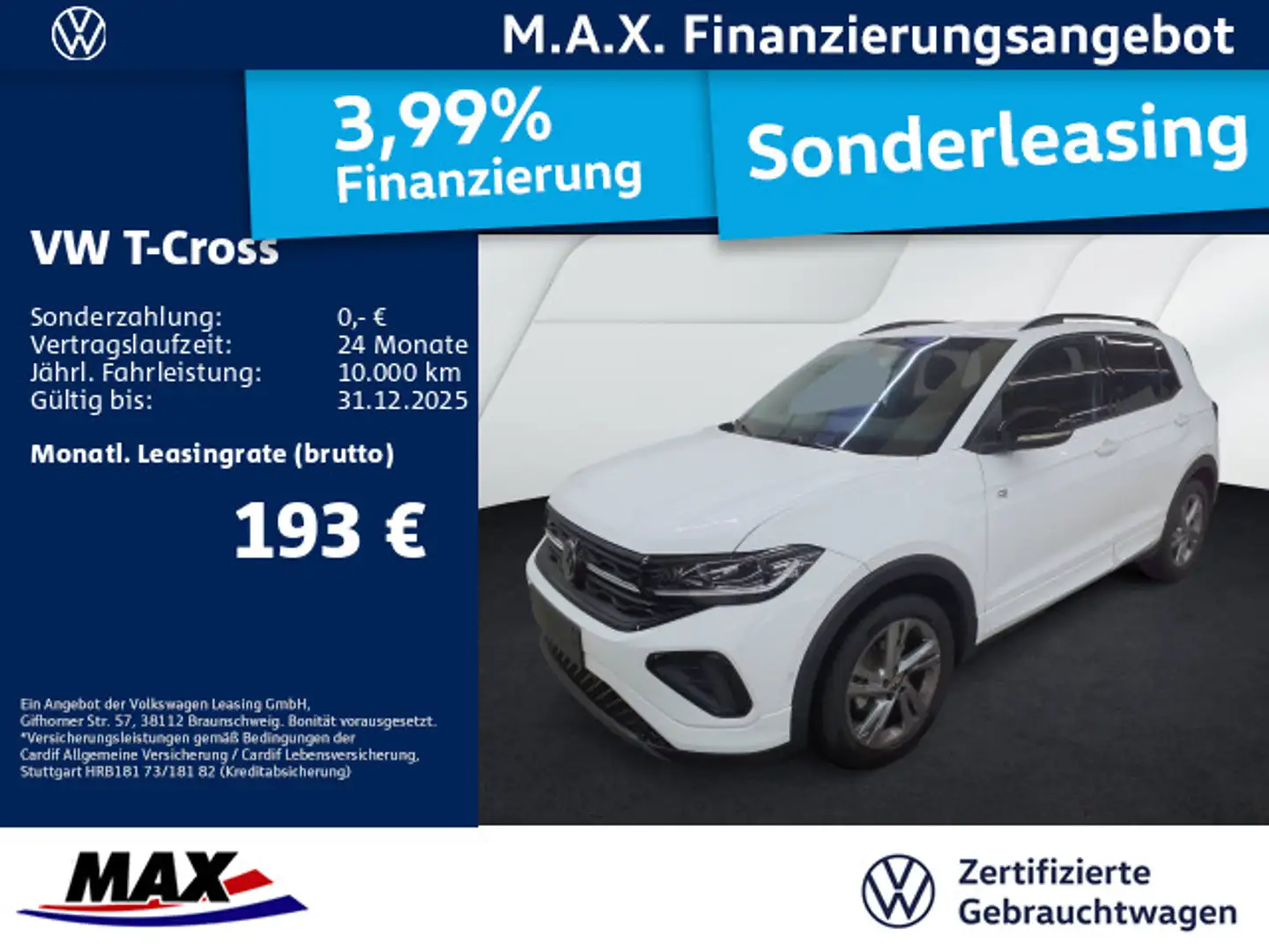 Volkswagen T-Cross 1.5 TSI DSG R LINE IQ.LIGHT+AHK+ACC+ALU+ Weiß - 1