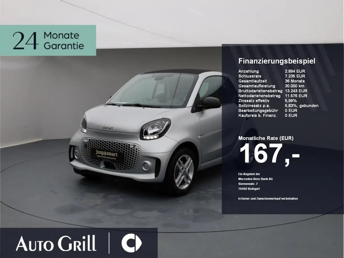 smart forTwo EQ  22kw Plus-Paket Cool&Audio Silber - 1