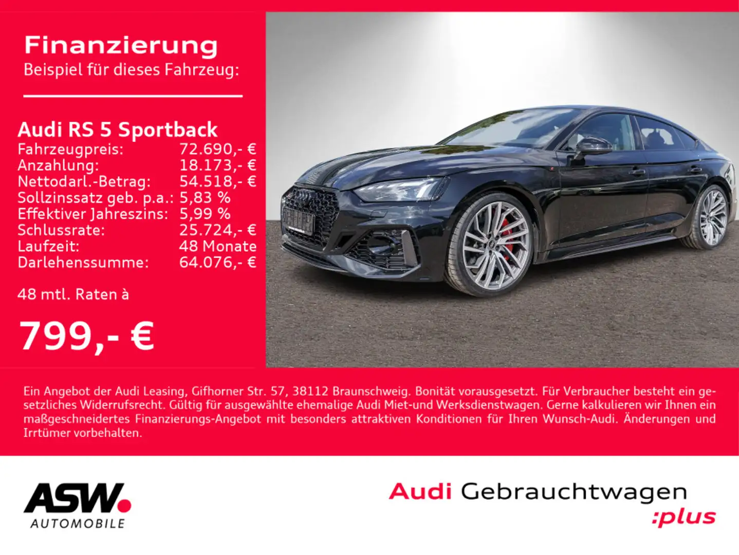 Audi RS5 Matrix HUD 360° NAVI PANO B&O VC Negro - 1
