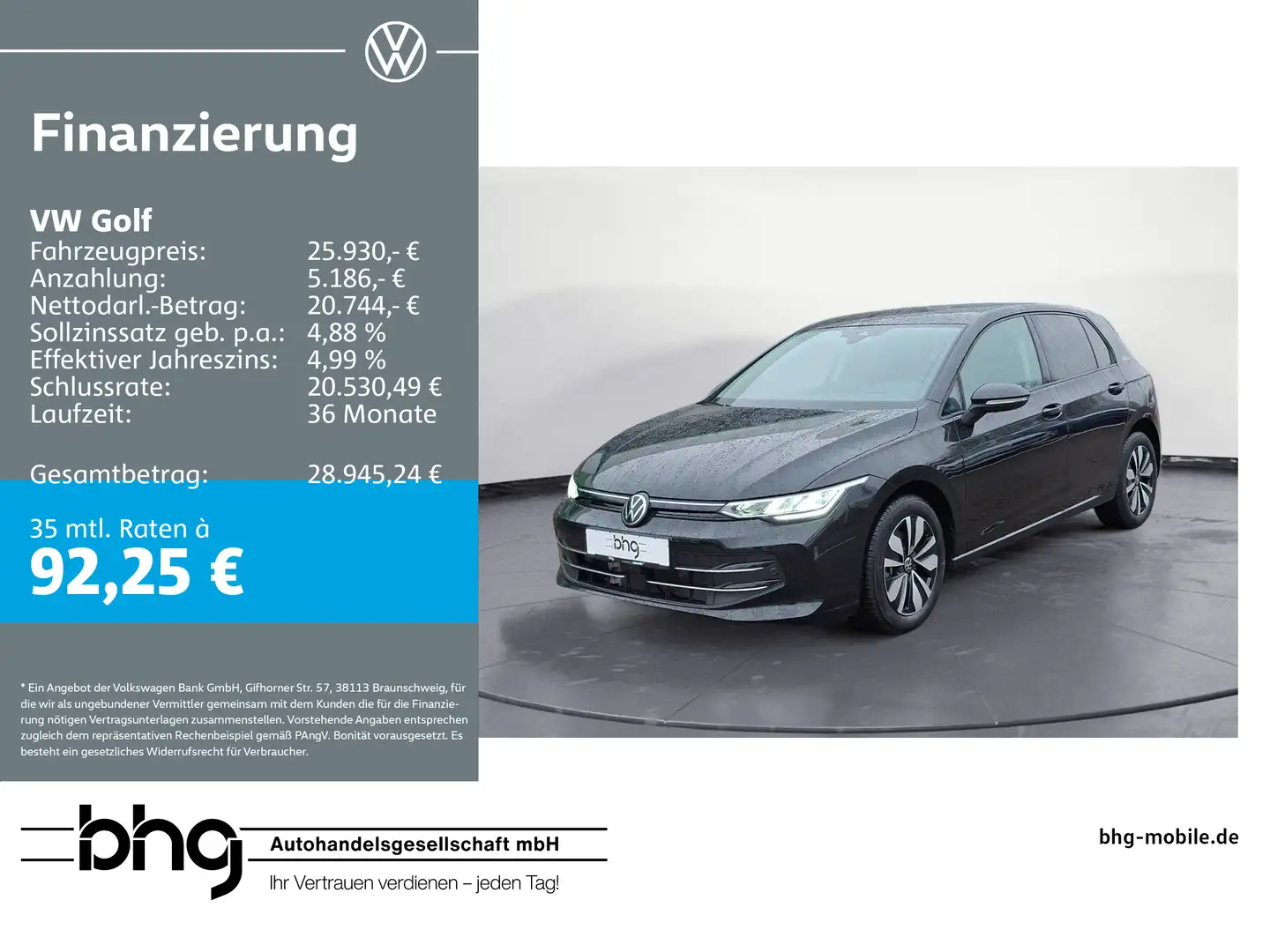 Volkswagen Golf Life 2,0 l TDI SCR Schwarz - 1
