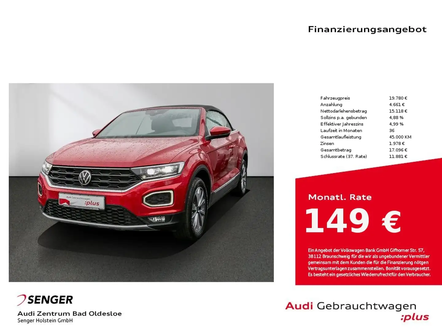Volkswagen T-Roc 1.0 TSI Style Nav LED PDC SHZ Touchscreen Rouge - 1