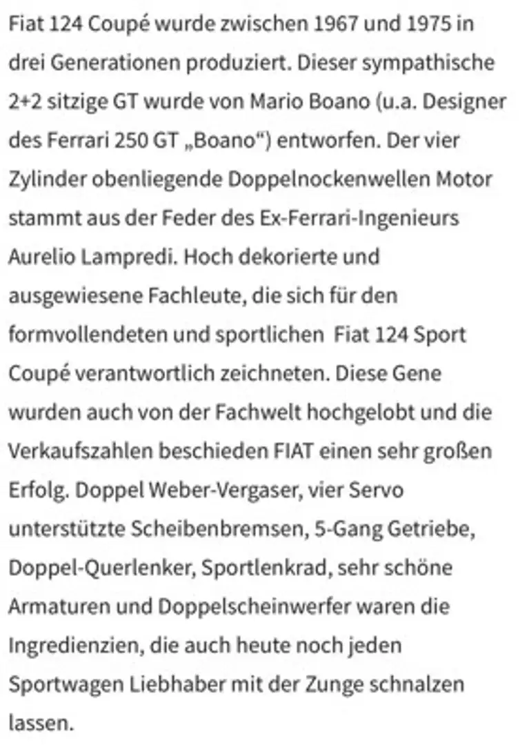 Fiat Sonstige 124 Sport Coupe 1800 mit Ferrari Motor - Erstbe... Weiß - 2