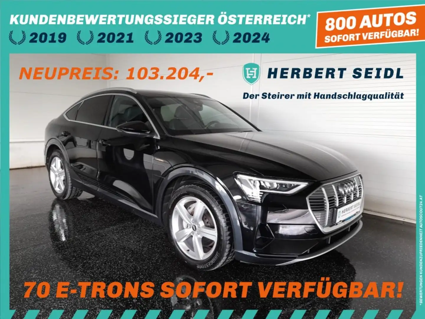 Audi e-tron 95 kWh QUATTRO S-LINE *NP: € 103.204,-- / NACHTSICHTASSIST & HEAD-UP / AHV & KAMERA / ASS PAKET TOUR / 2.TER LADEZUGANG* Schwarz - 1