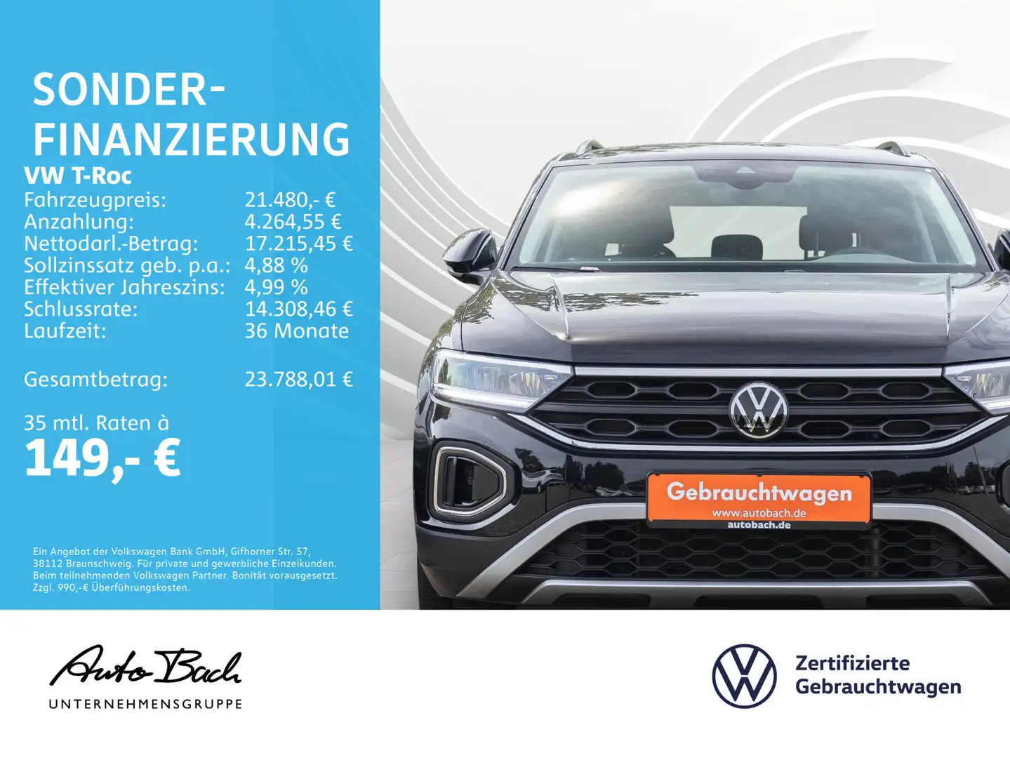 Volkswagen T-Roc 1.0TSI "Life" Navi LED Climatronic Sitzhzg Negro - 2