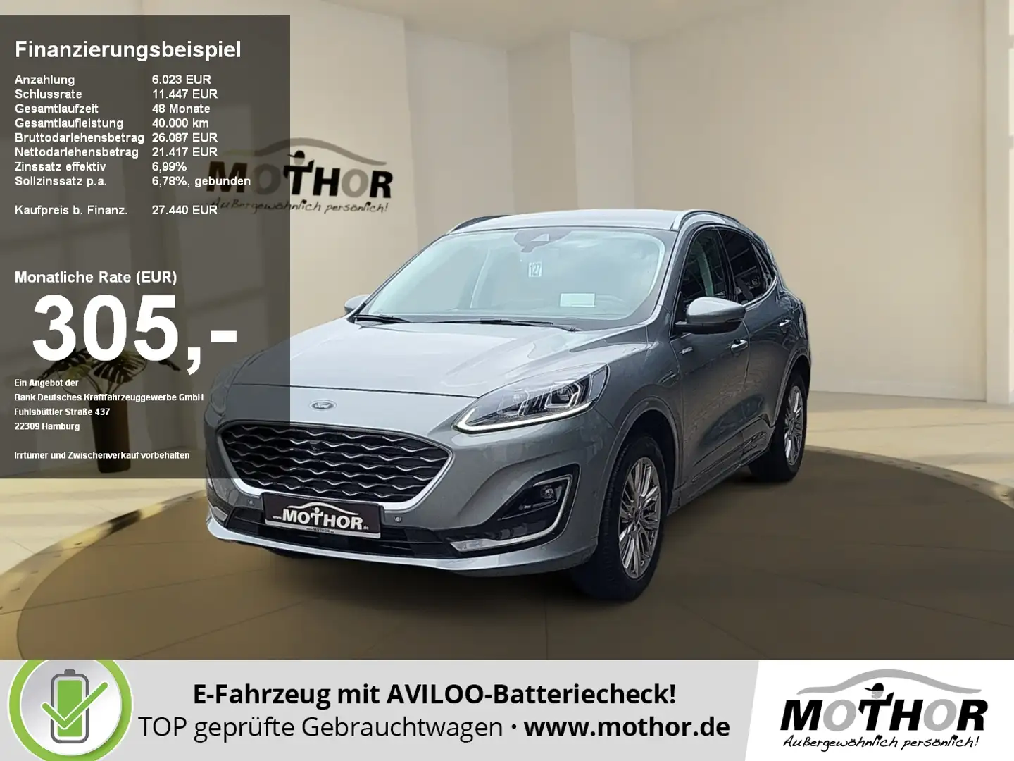 Ford Kuga Vignale 2.5 Plug-In-Hybrid FHEV HUD 4xSHZ Silber - 1