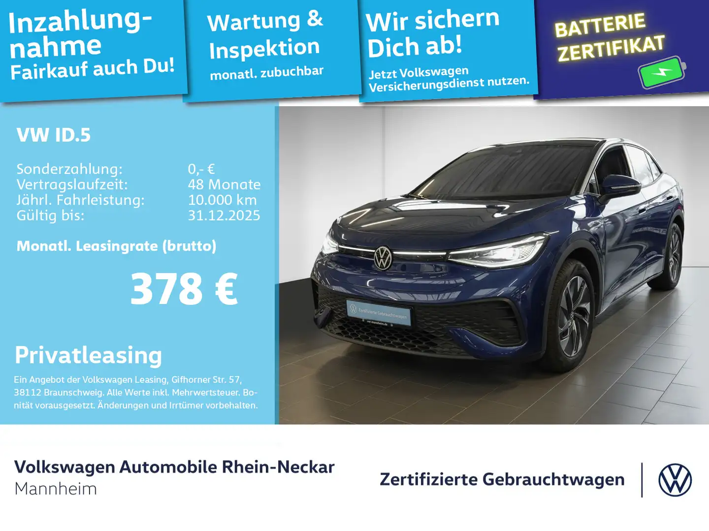 Volkswagen ID.5 Pro 210kW GAR2030 Navi Kamera LED uvm Blau - 1