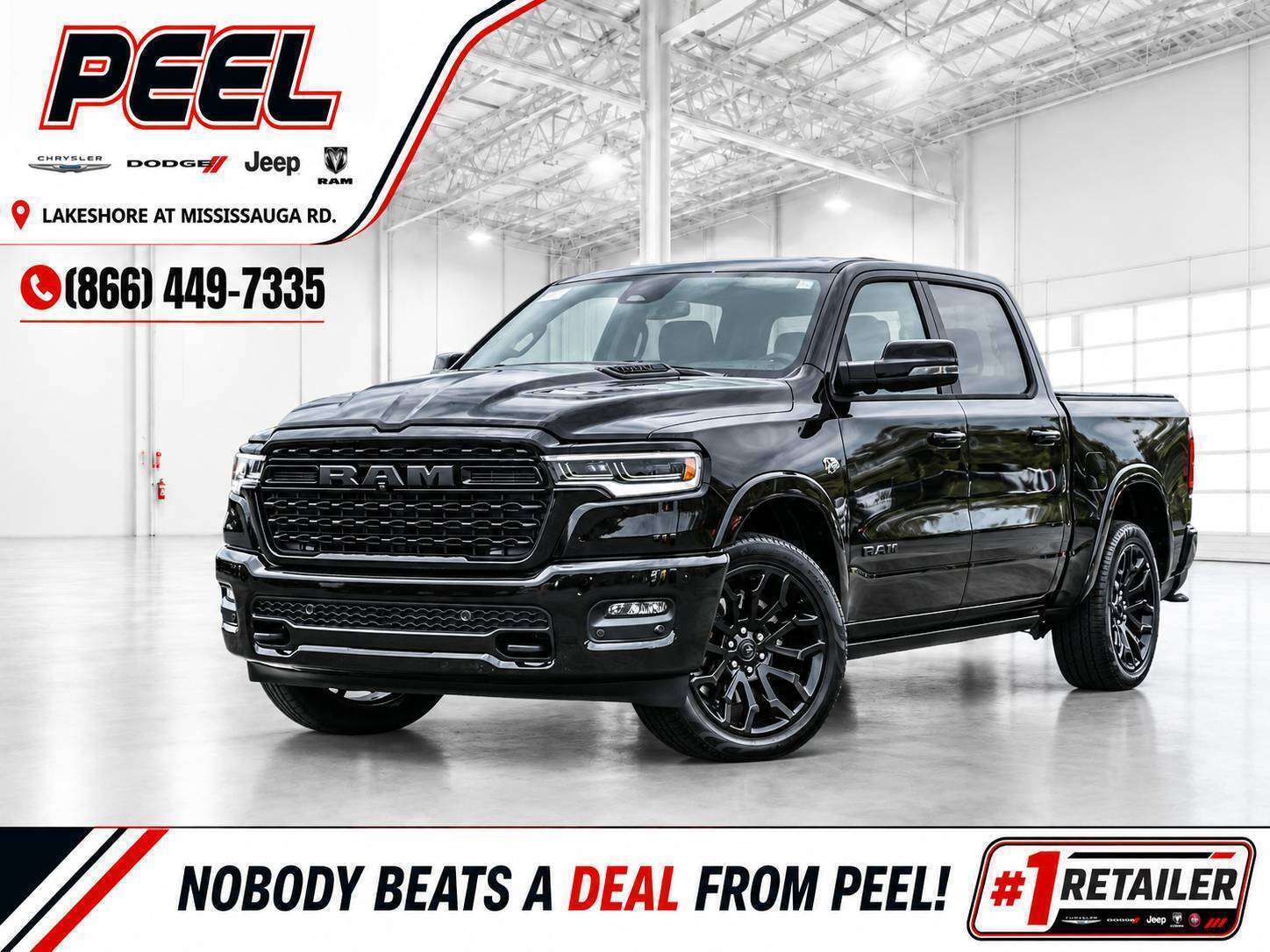 Black 2026 RAM 1500 Pickup Truck Four-Wheel Drive 8-Speed Automatic