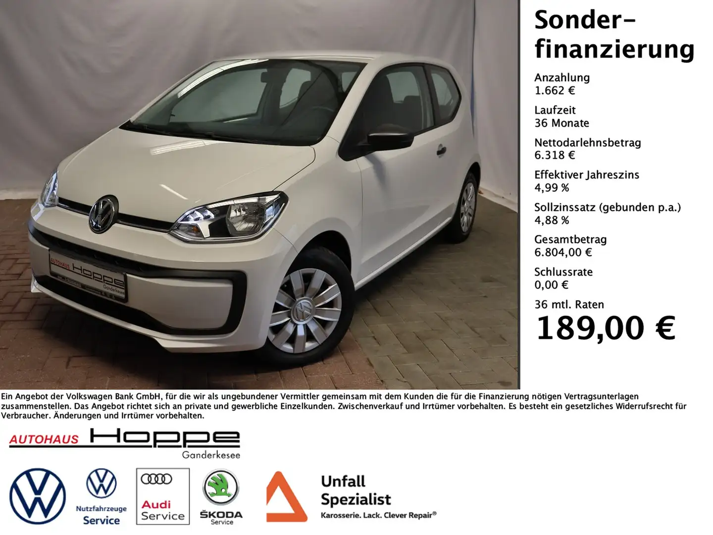 Volkswagen up! Take 1.0 l TSI+KLIMA+LED+AUX Weiß - 1