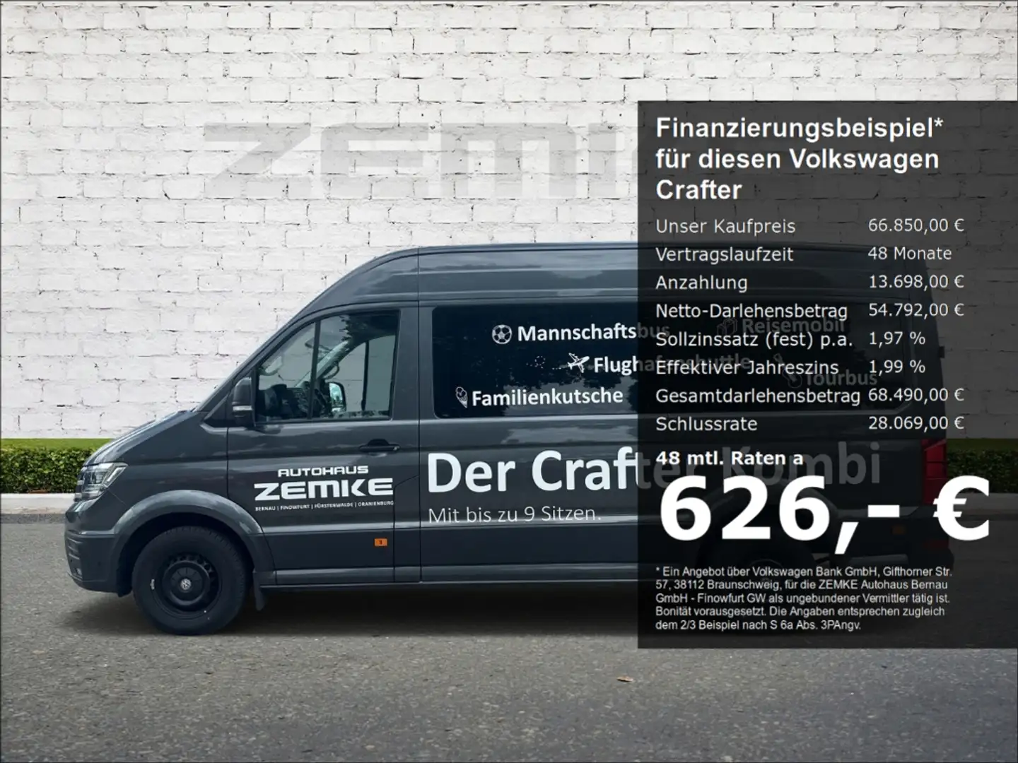Volkswagen Crafter 35 Trendline Kombi 9-Sitzer Standheizung Automatik Grau - 1