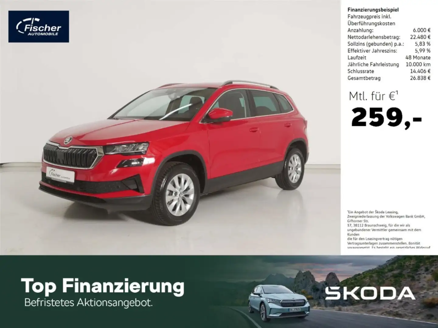Skoda Karoq 1.5 TSI Ambition DSG LED/NAV/RFK/ACC/PDC Rot - 1