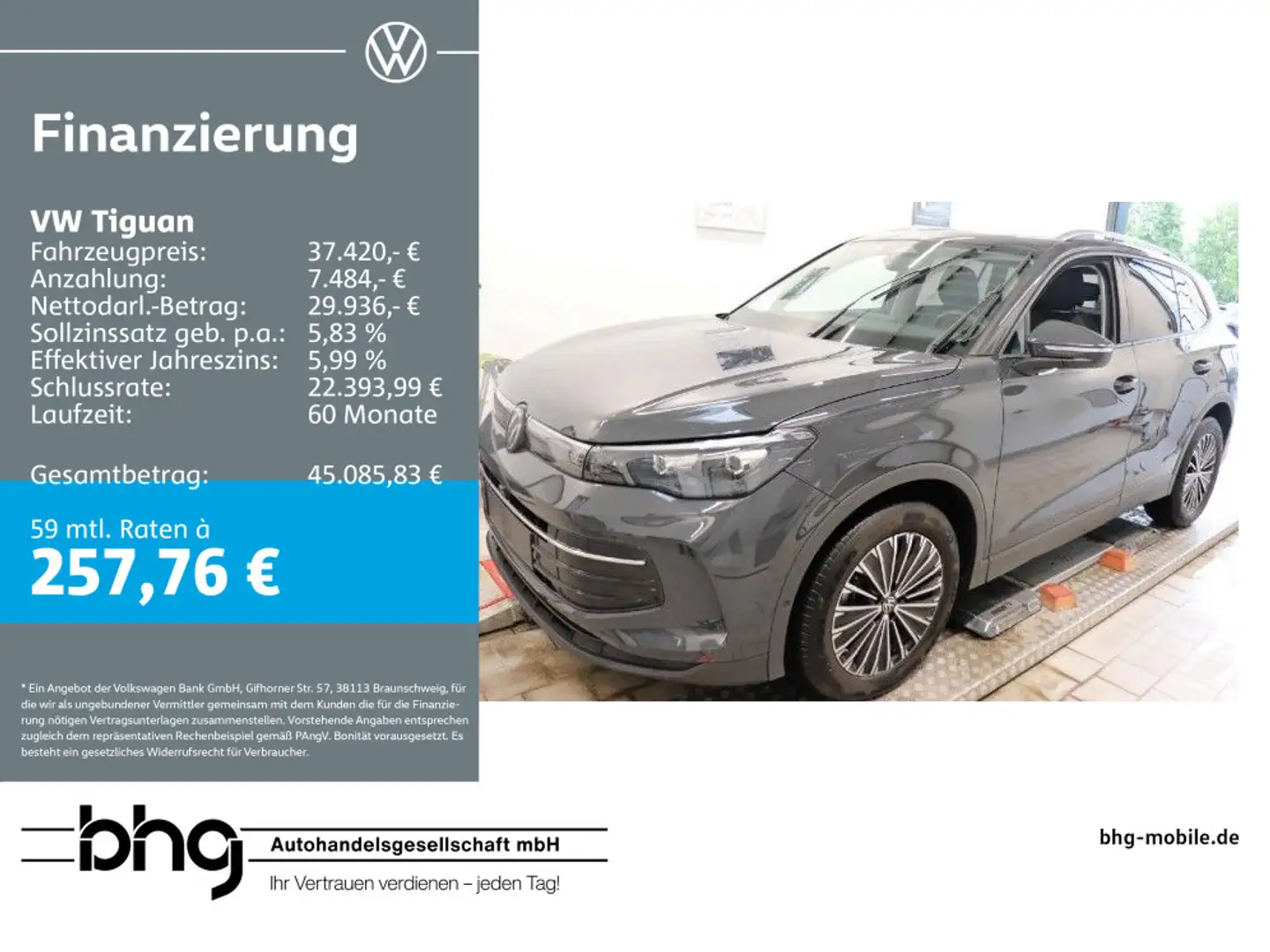 Volkswagen Tiguan 2.0 TDI DSG IQ.Drive AHK Kamera LED-Plus Grau - 1