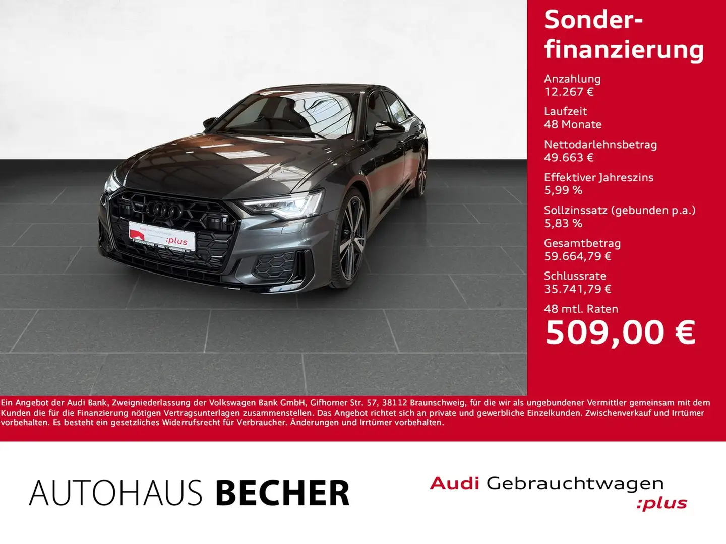 Audi A6 Limo S line 50 TFSIe quattro S tronic /AHK Grau - 1